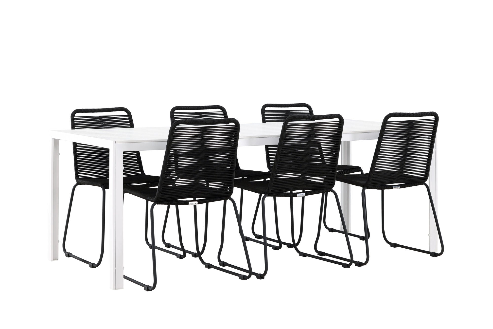 Venture Home Break spisebord - White / White Aintwood +Lindos Stacking stol - Black Alu / Black Rope _6