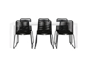 Venture Home Break spisebord - White / White Aintwood +Lindos Stacking stol - Black Alu / Black Rope _6