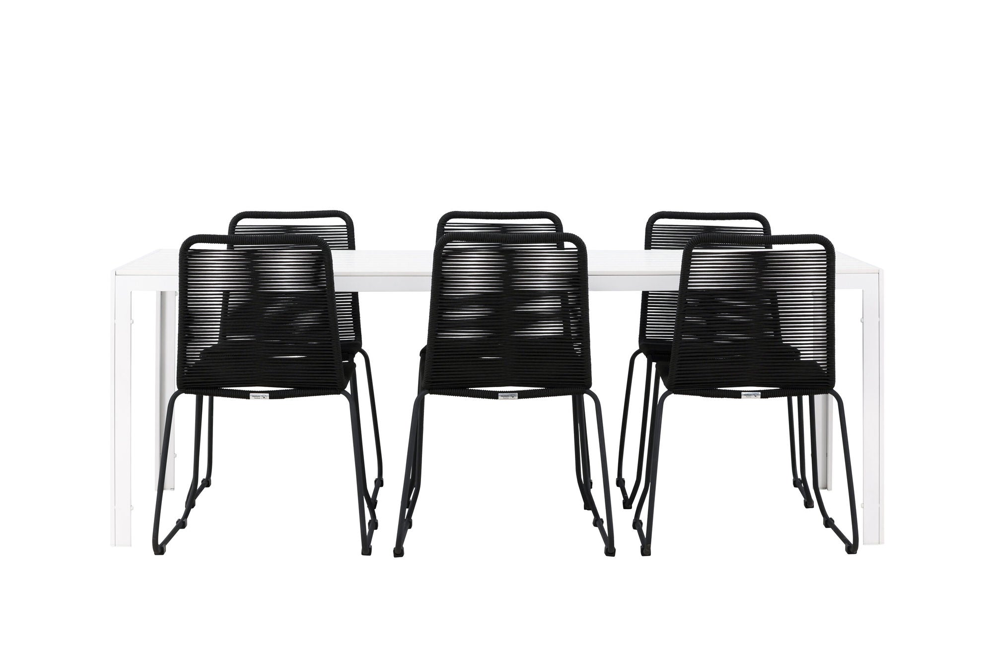 Venture Home Break spisebord - White / White Aintwood +Lindos Stacking stol - Black Alu / Black Rope _6