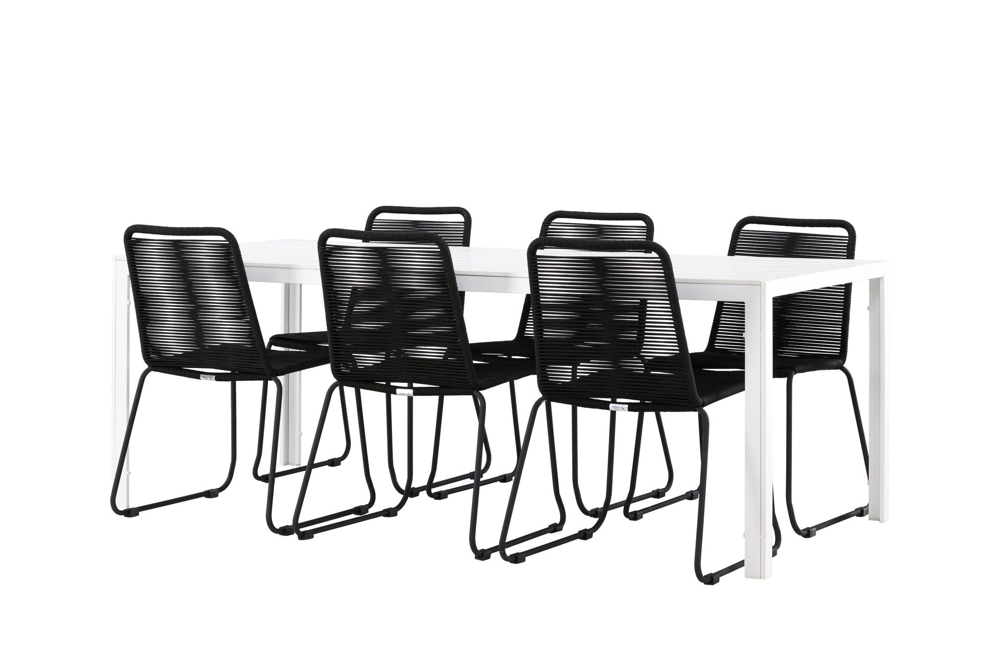 Venture Home Break spisebord - White / White Aintwood +Lindos Stacking stol - Black Alu / Black Rope _6