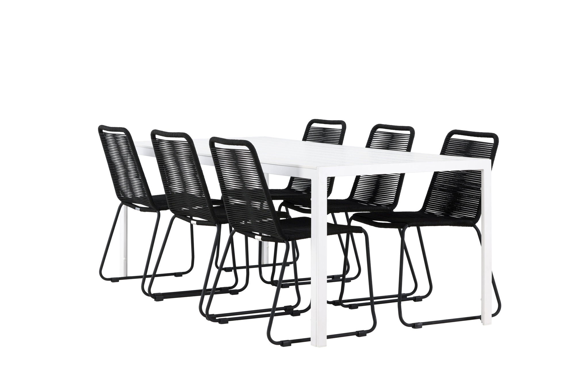 Venture Home Break spisebord - White / White Aintwood +Lindos Stacking stol - Black Alu / Black Rope _6