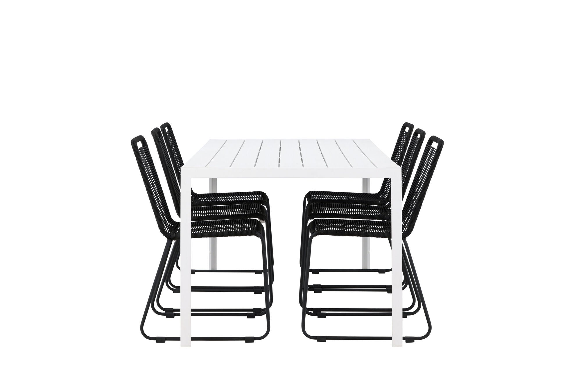 Venture Home Break spisebord - White / White Aintwood +Lindos Stacking stol - Black Alu / Black Rope _6