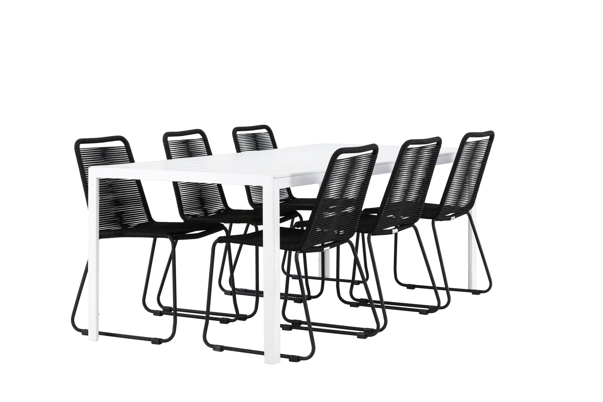 Venture Home Break spisebord - White / White Aintwood +Lindos Stacking stol - Black Alu / Black Rope _6
