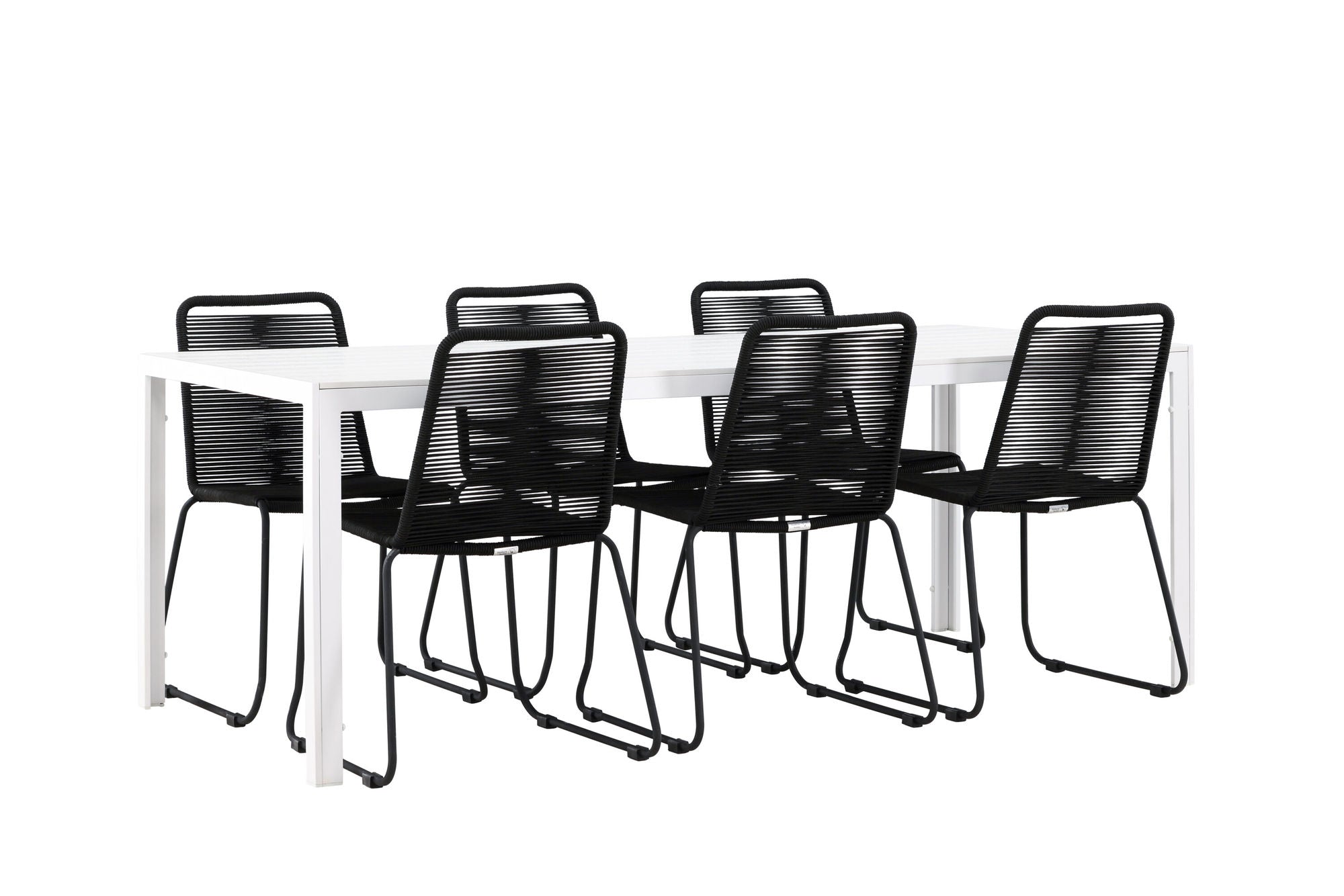 Venture Home Break spisebord - White / White Aintwood +Lindos Stacking stol - Black Alu / Black Rope _6