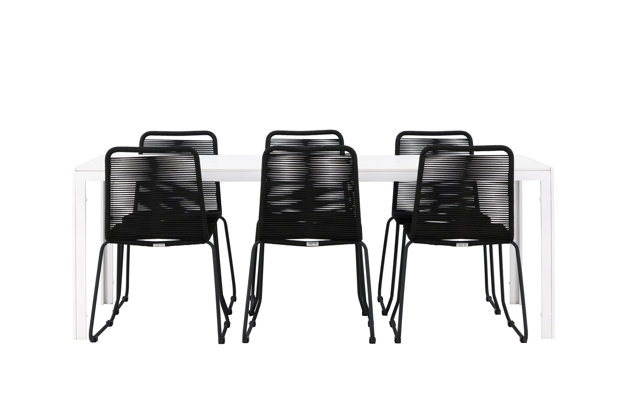 Venture Home Break spisebord - White / White Aintwood +Lindos Stacking stol - Black Alu / Black Rope _6