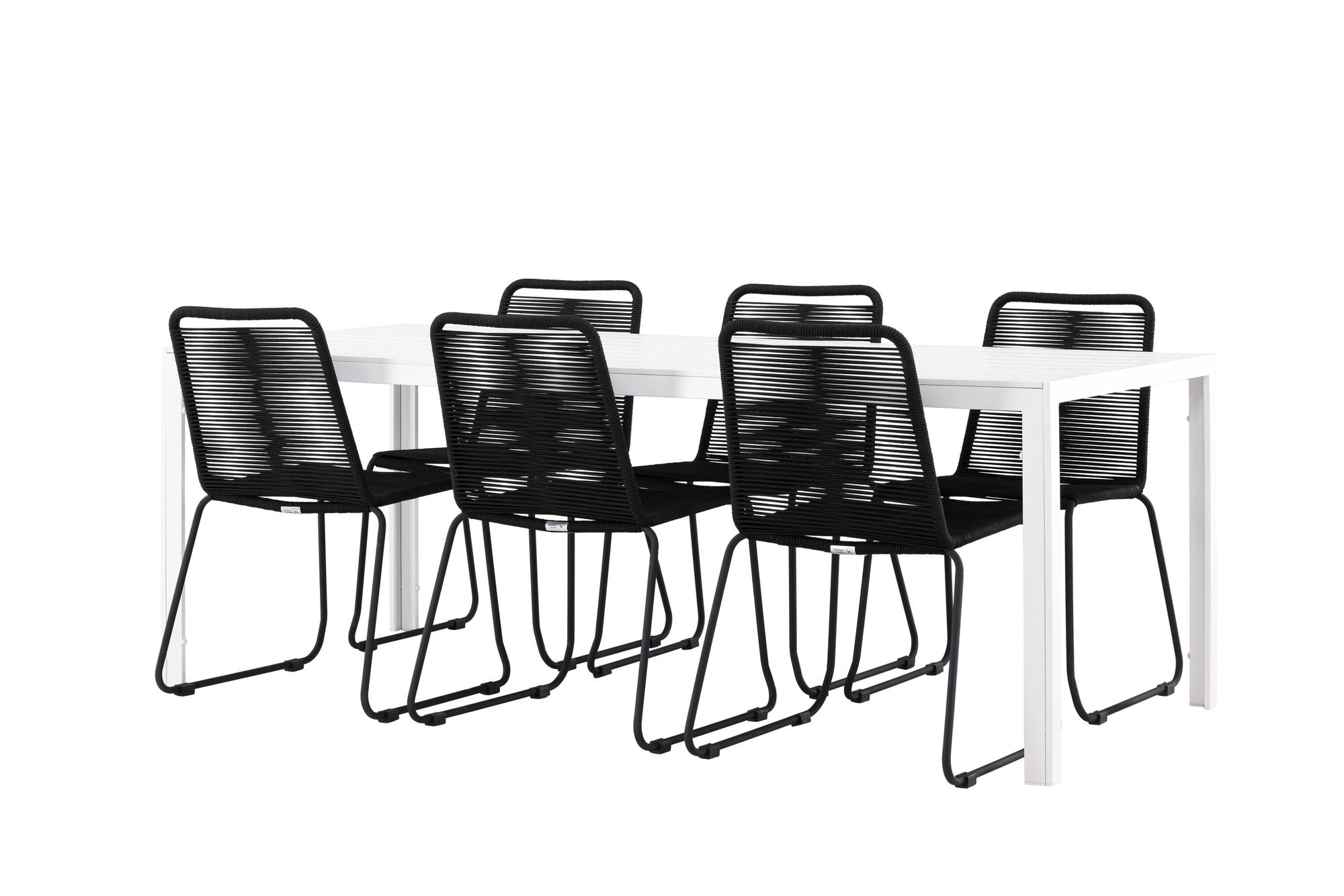 Venture Home Break spisebord - White / White Aintwood +Lindos Stacking stol - Black Alu / Black Rope _6