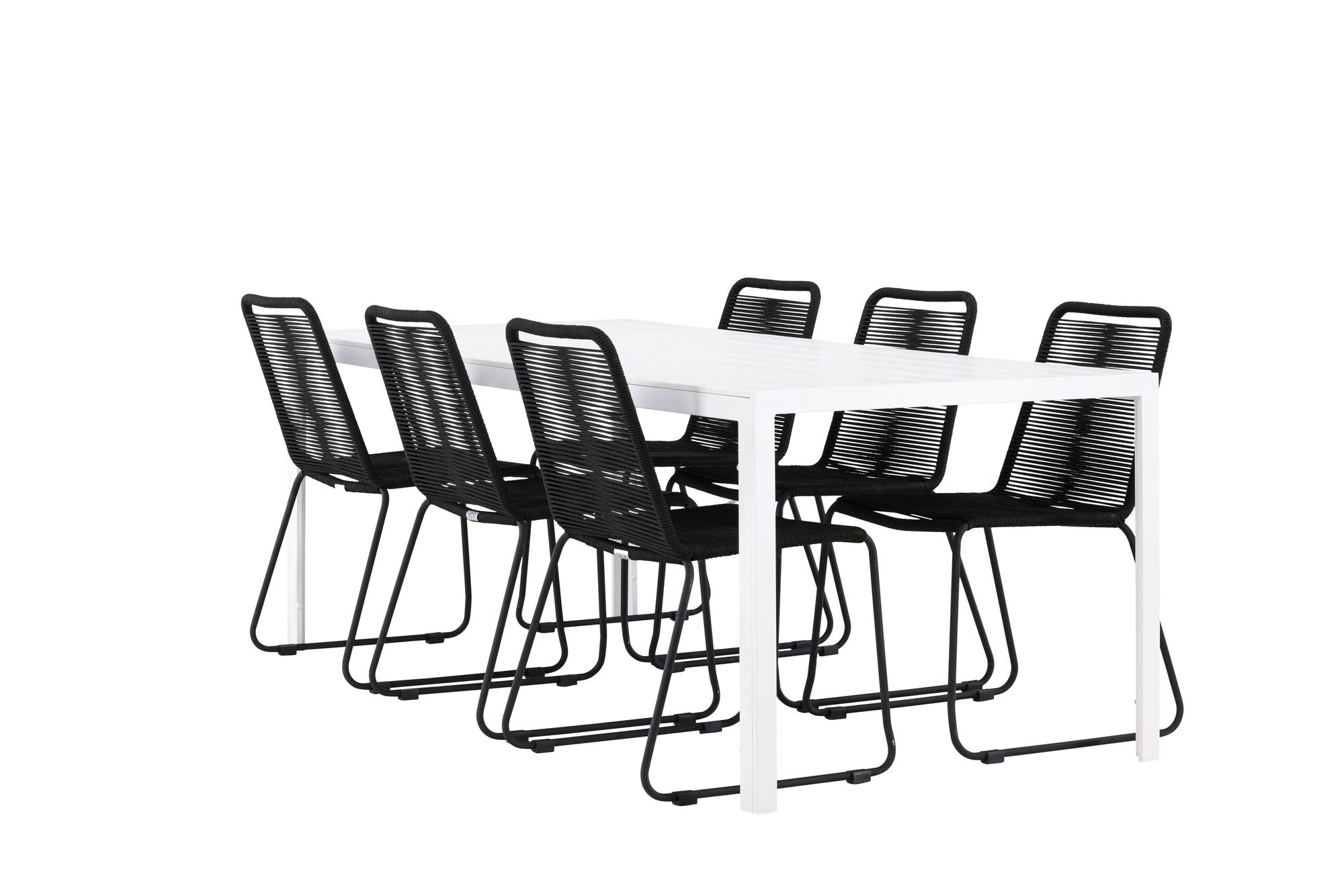 Venture Home Break spisebord - White / White Aintwood +Lindos Stacking stol - Black Alu / Black Rope _6