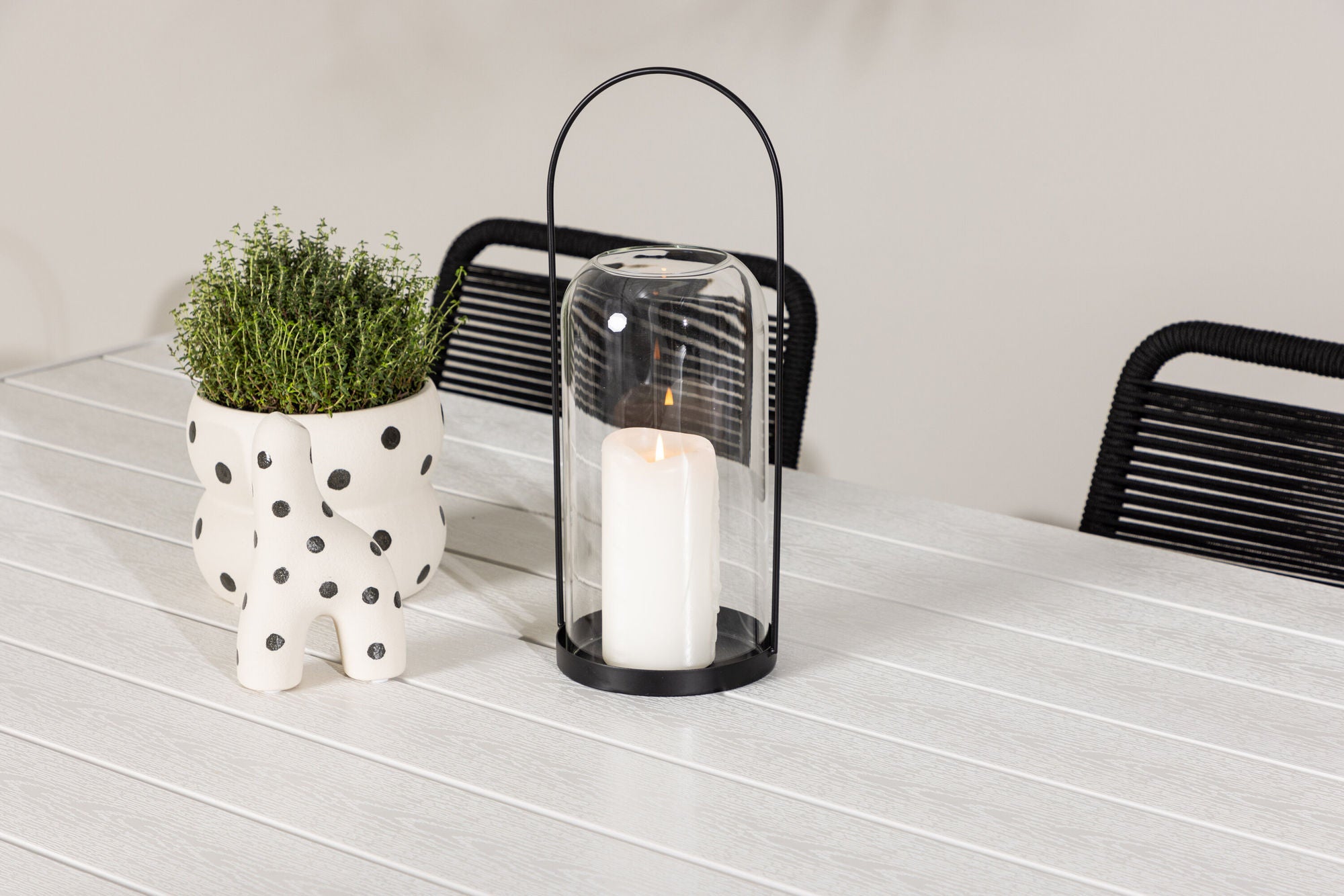 Venture Home Break spisebord - White / White Aintwood +Lindos Stacking stol - Black Alu / Black Rope _6