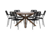 Venture Home Rosario spisebord- Teak Ø140 +Lindos Armchair - Black Alu / Black Rope _6