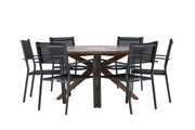 Venture Home Rosario spisebord- Teak Ø140 +Copacabana Stacking stol - Black/Black - Ersätter 4131-408 _6