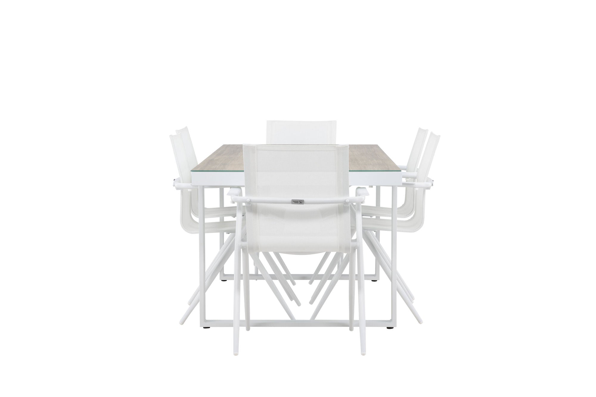 Venture Home Merlo spisebord - White/Whitewash +Alina Spisebordsstol - white Alu / White Textilene _6