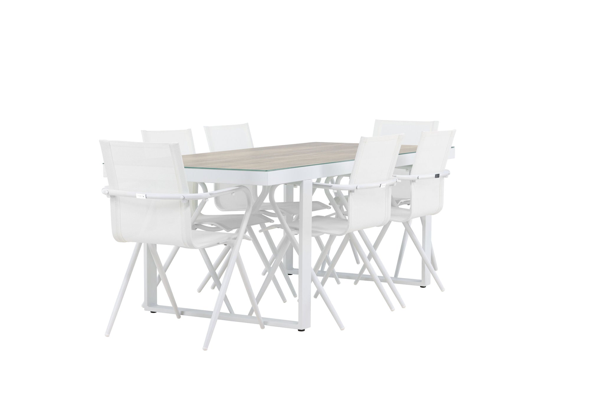 Venture Home Merlo spisebord - White/Whitewash +Alina Spisebordsstol - white Alu / White Textilene _6