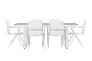 Venture Home Merlo spisebord - White/Whitewash +Alina Spisebordsstol - white Alu / White Textilene _6