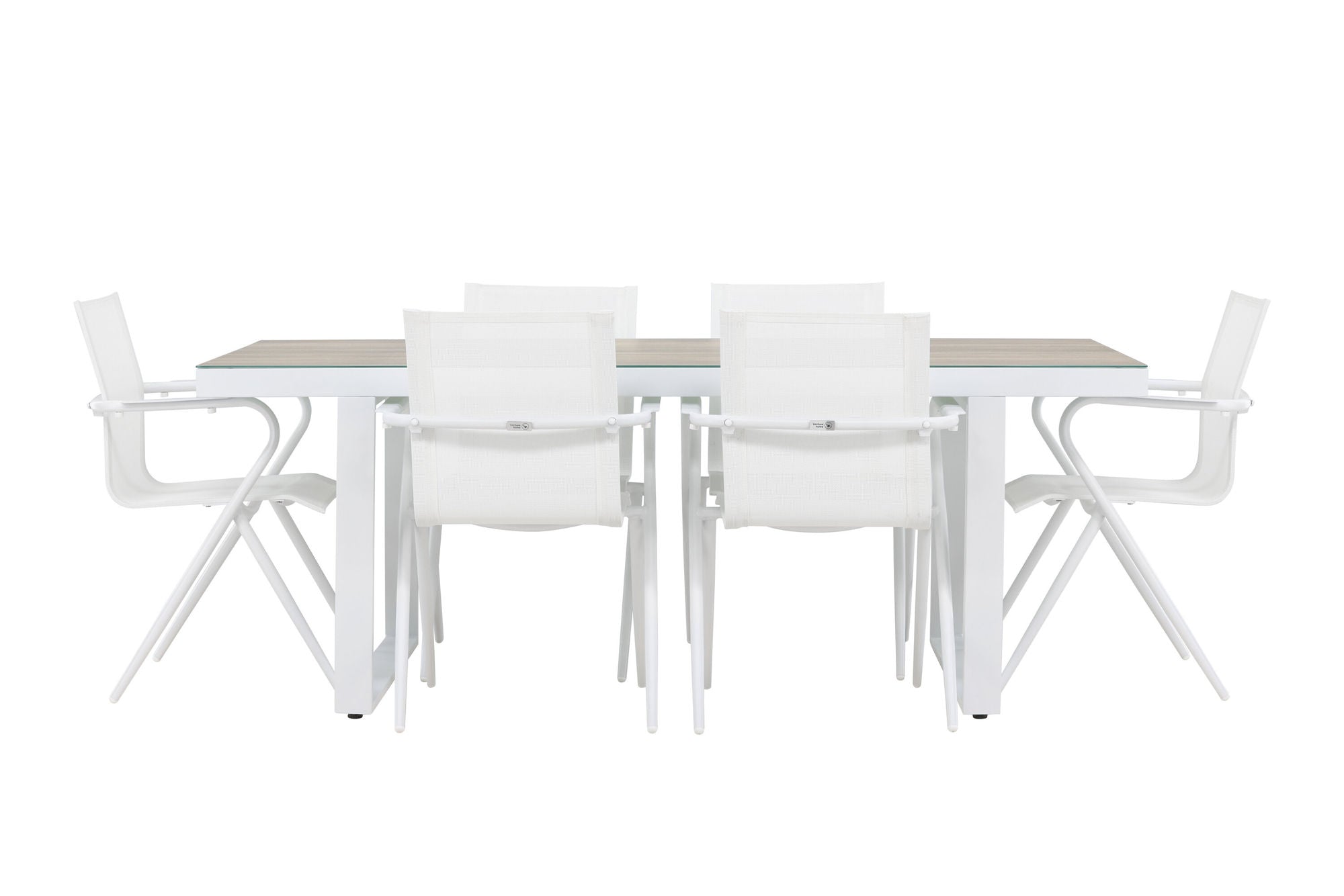 Venture Home Merlo spisebord - White/Whitewash +Alina Spisebordsstol - white Alu / White Textilene _6
