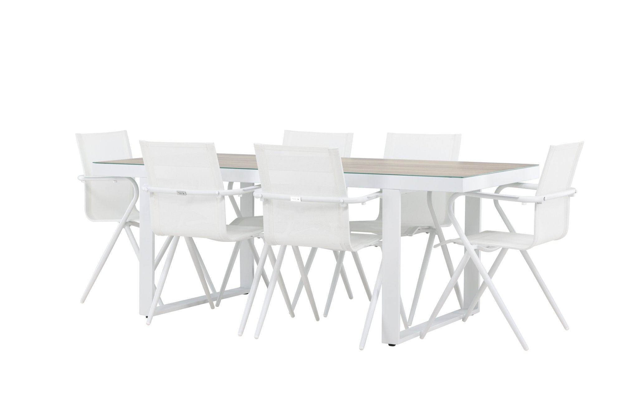 Venture Home Merlo spisebord - White/Whitewash +Alina Spisebordsstol - white Alu / White Textilene _6
