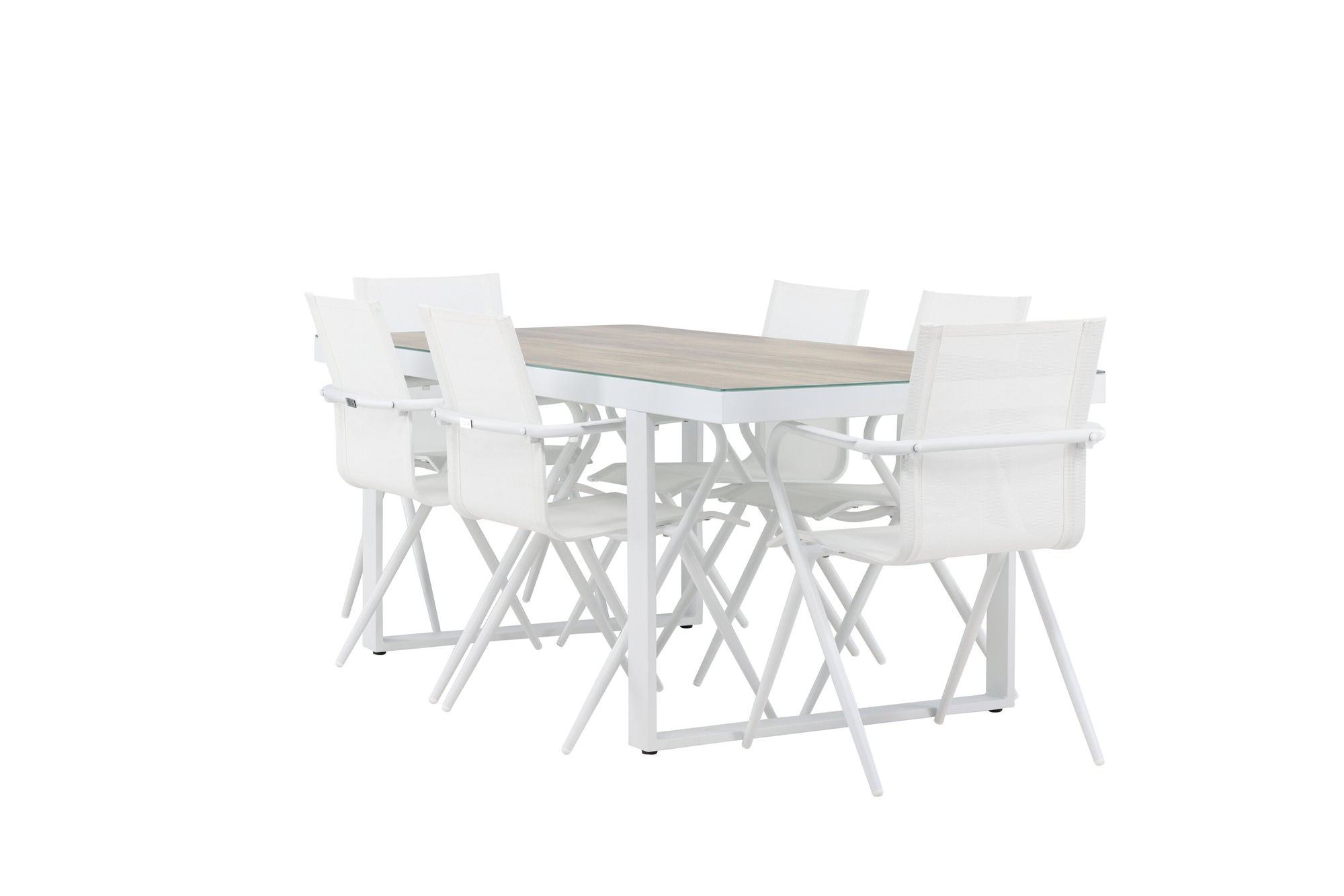 Venture Home Merlo spisebord - White/Whitewash +Alina Spisebordsstol - white Alu / White Textilene _6
