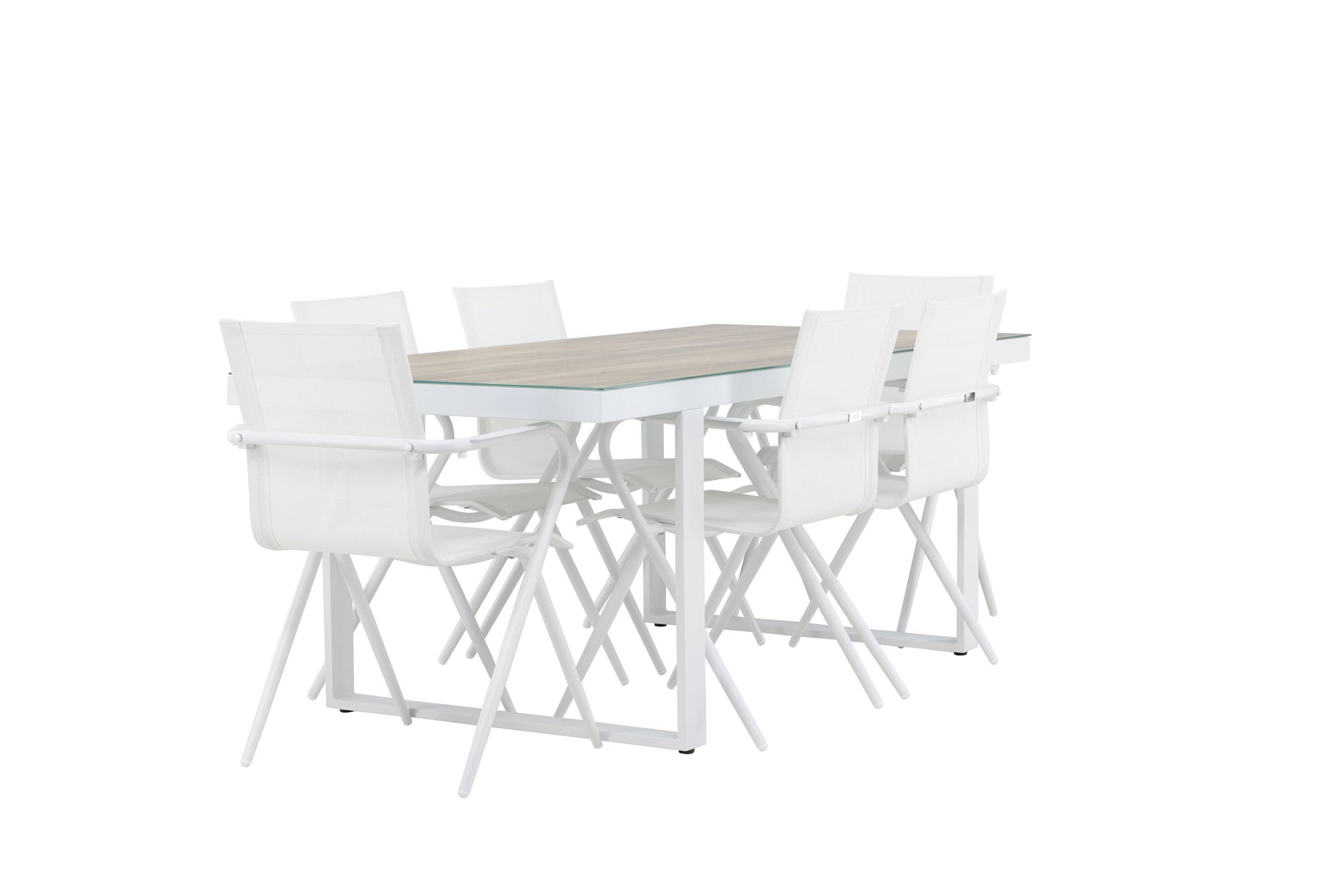 Venture Home Merlo spisebord - White/Whitewash +Alina Spisebordsstol - white Alu / White Textilene _6