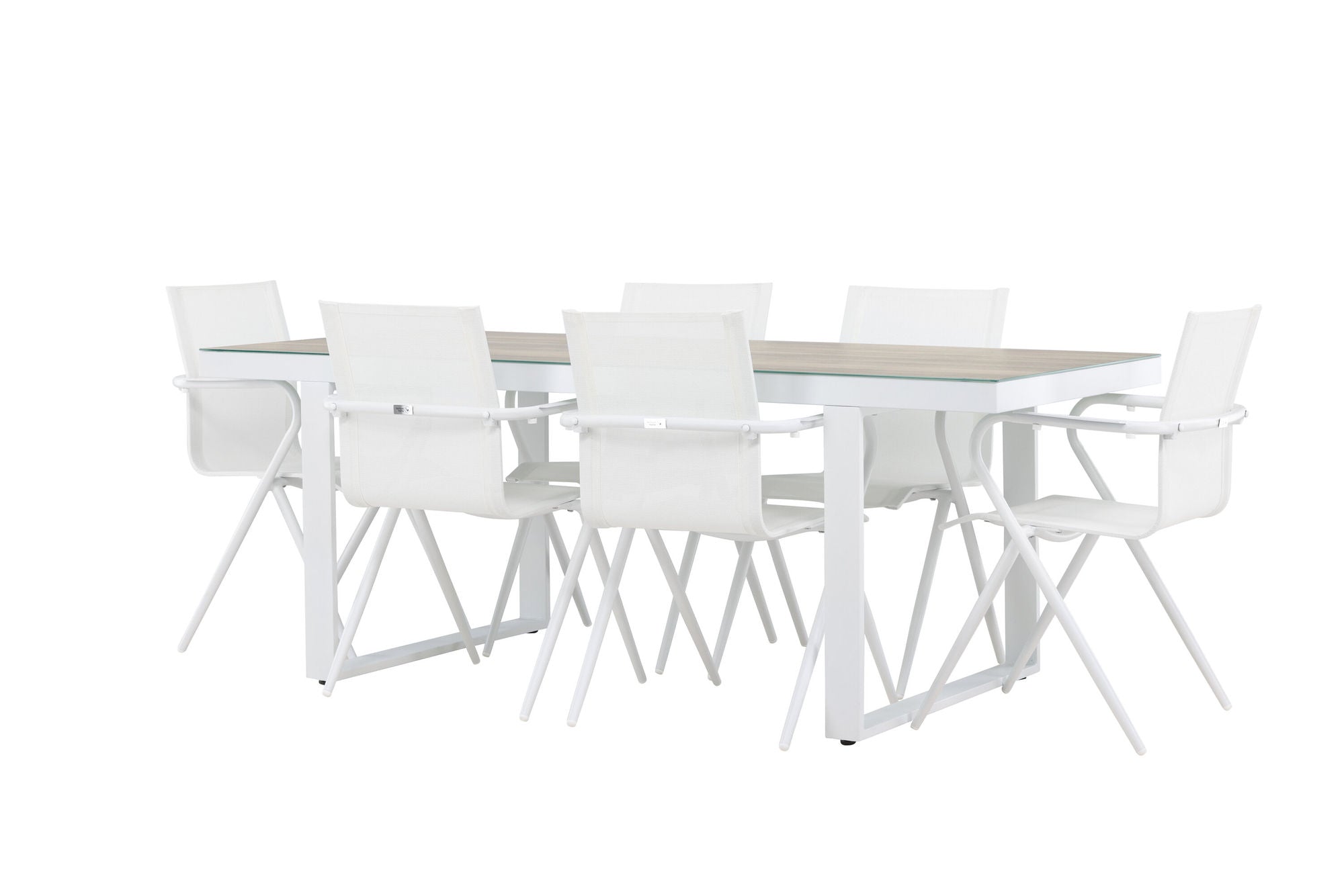 Venture Home Merlo spisebord - White/Whitewash +Alina Spisebordsstol - white Alu / White Textilene _6