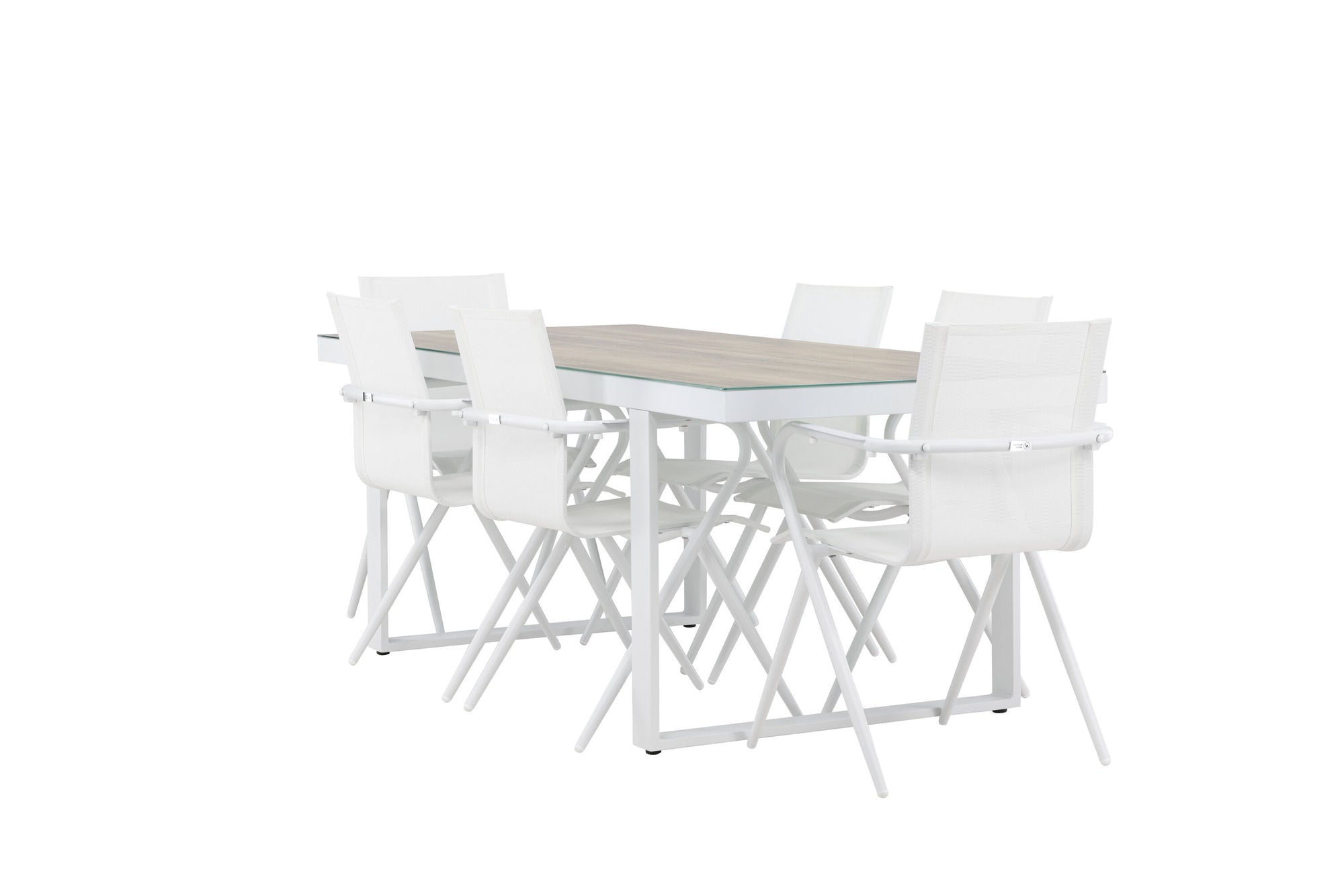 Venture Home Merlo spisebord - White/Whitewash +Alina Spisebordsstol - white Alu / White Textilene _6