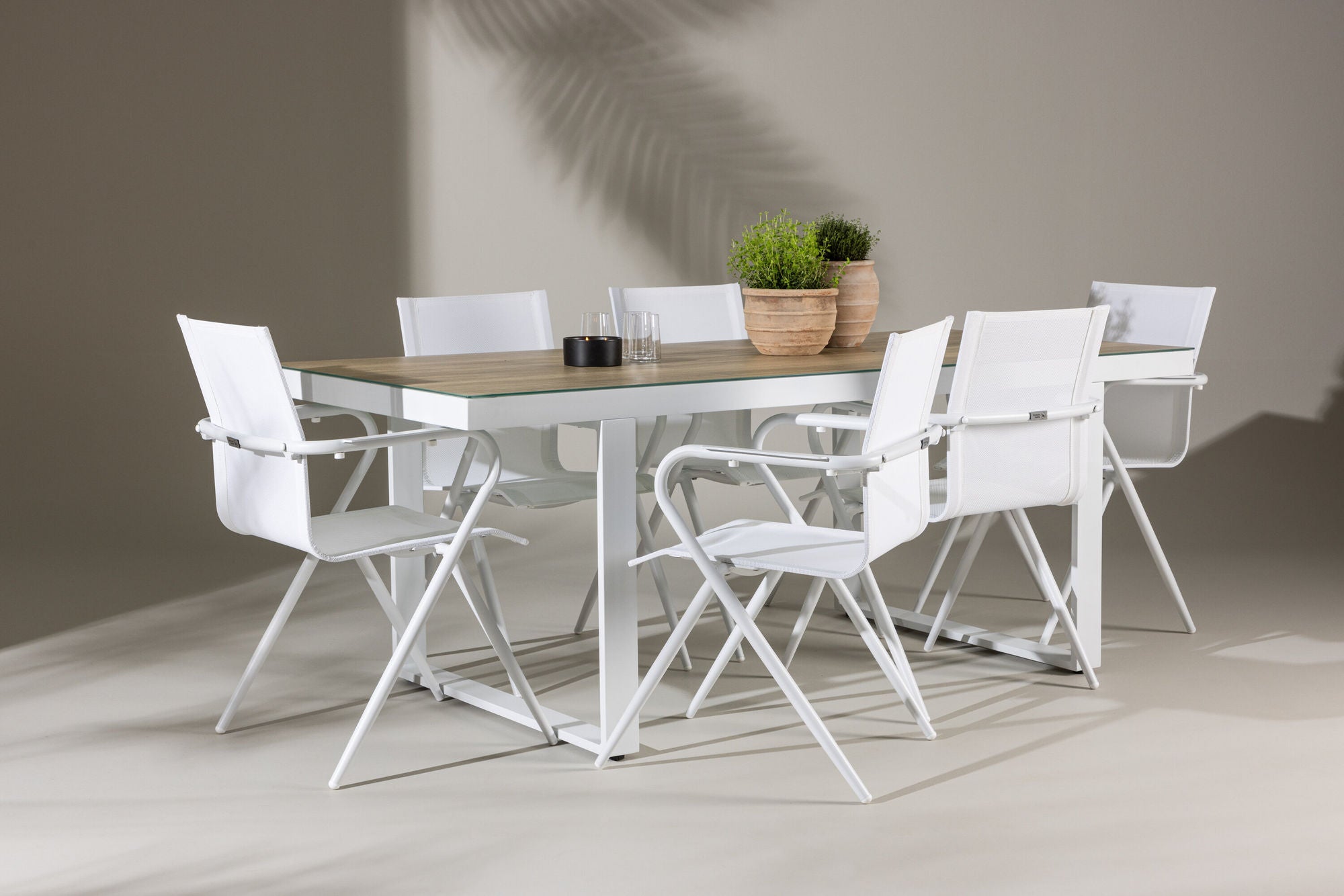 Venture Home Merlo spisebord - White/Whitewash +Alina Spisebordsstol - white Alu / White Textilene _6