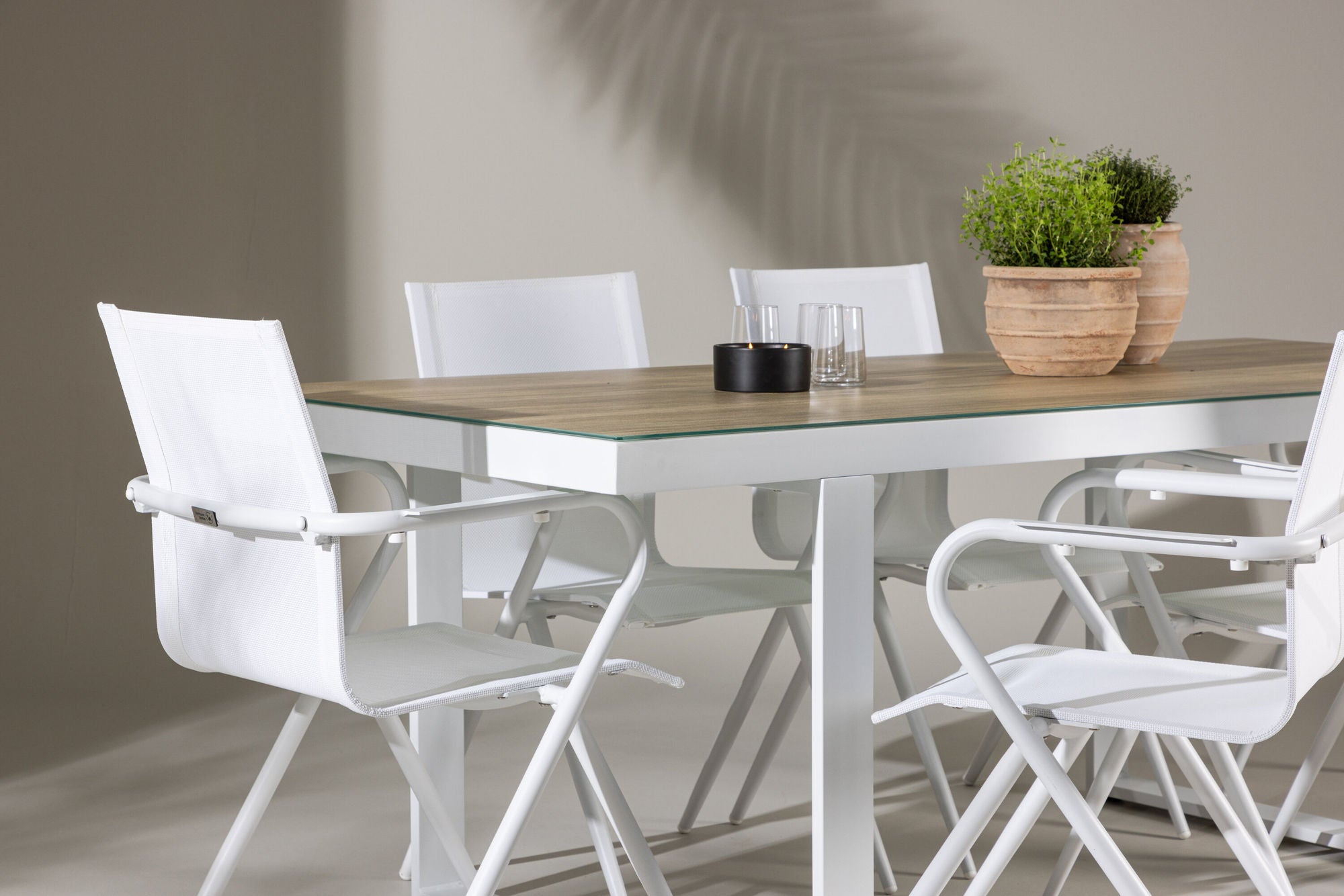 Venture Home Merlo spisebord - White/Whitewash +Alina Spisebordsstol - white Alu / White Textilene _6