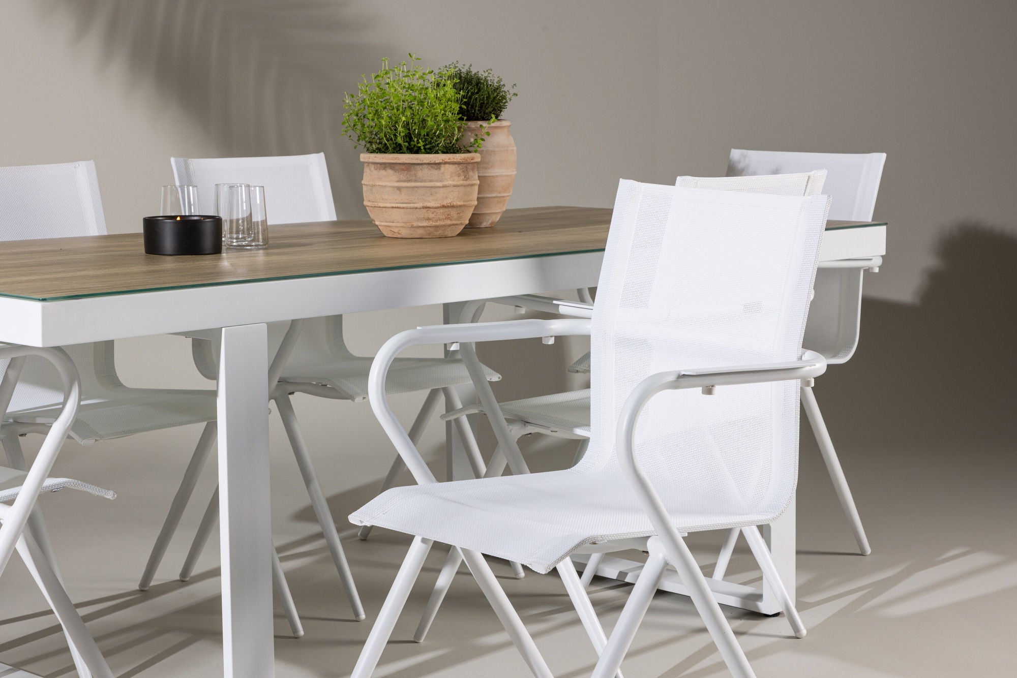 Venture Home Merlo spisebord - White/Whitewash +Alina Spisebordsstol - white Alu / White Textilene _6