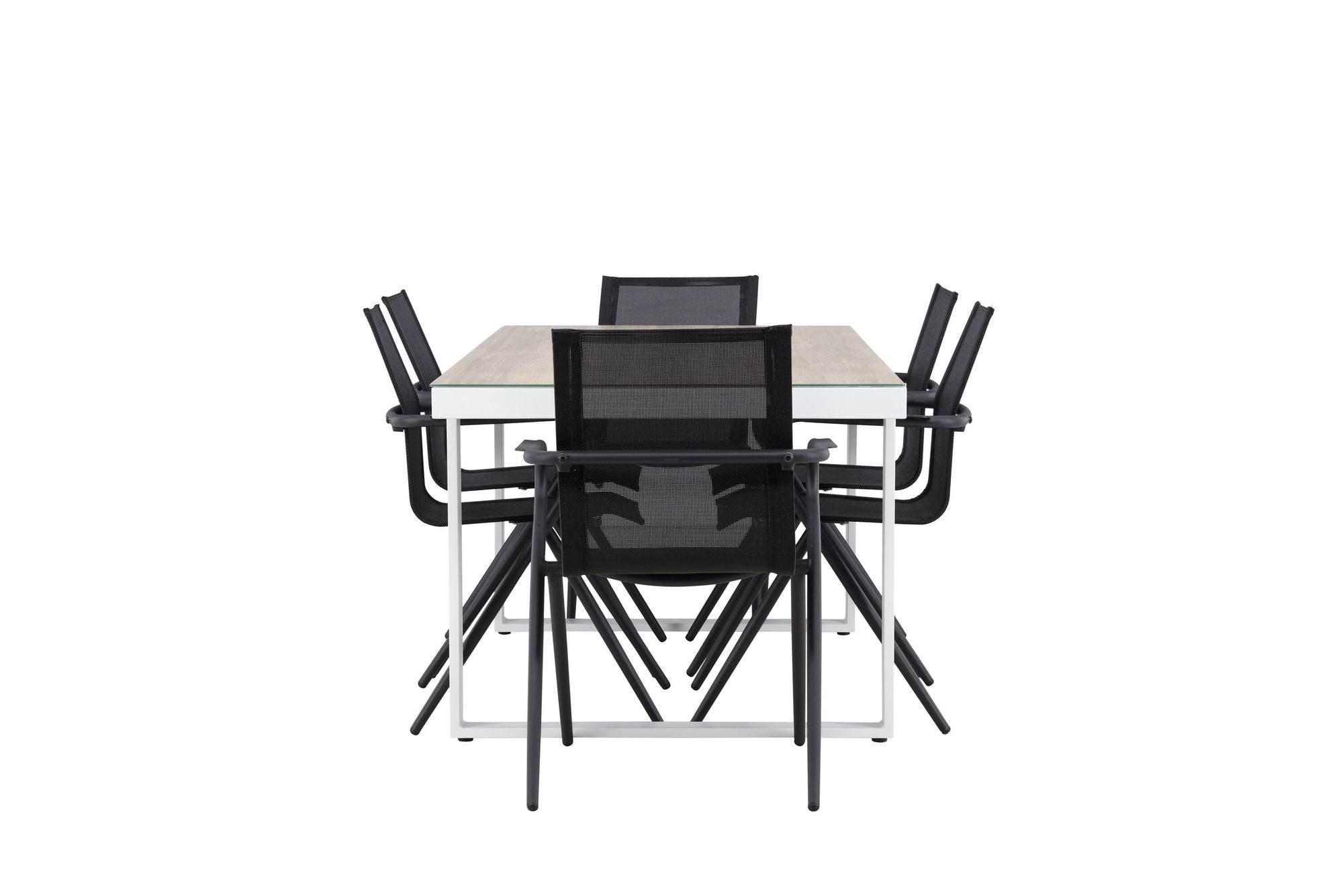 Venture Home Merlo spisebord - White/Whitewash +Alina Spisebordsstol - Black Alu / Black Textilene _6