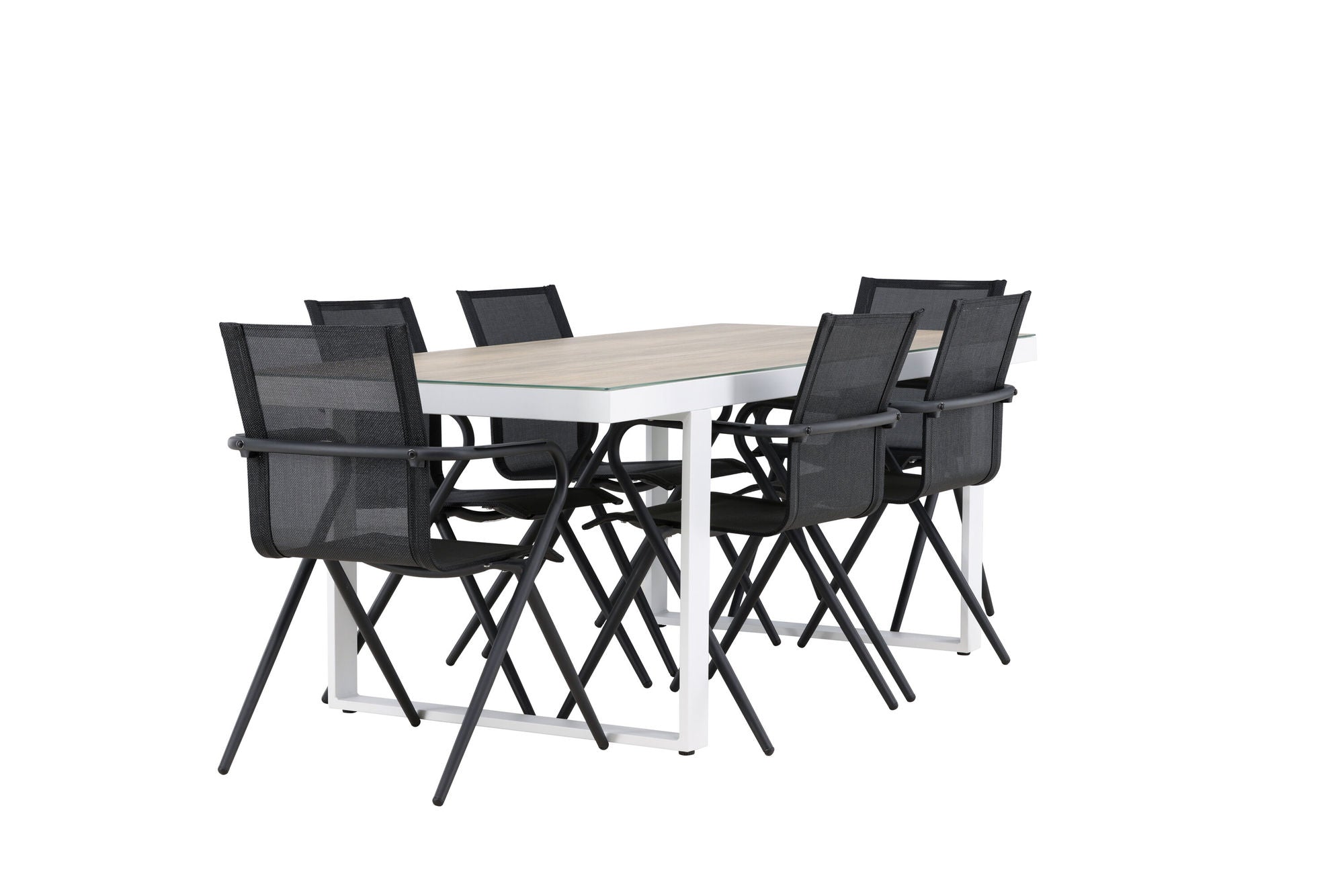 Venture Home Merlo spisebord - White/Whitewash +Alina Spisebordsstol - Black Alu / Black Textilene _6