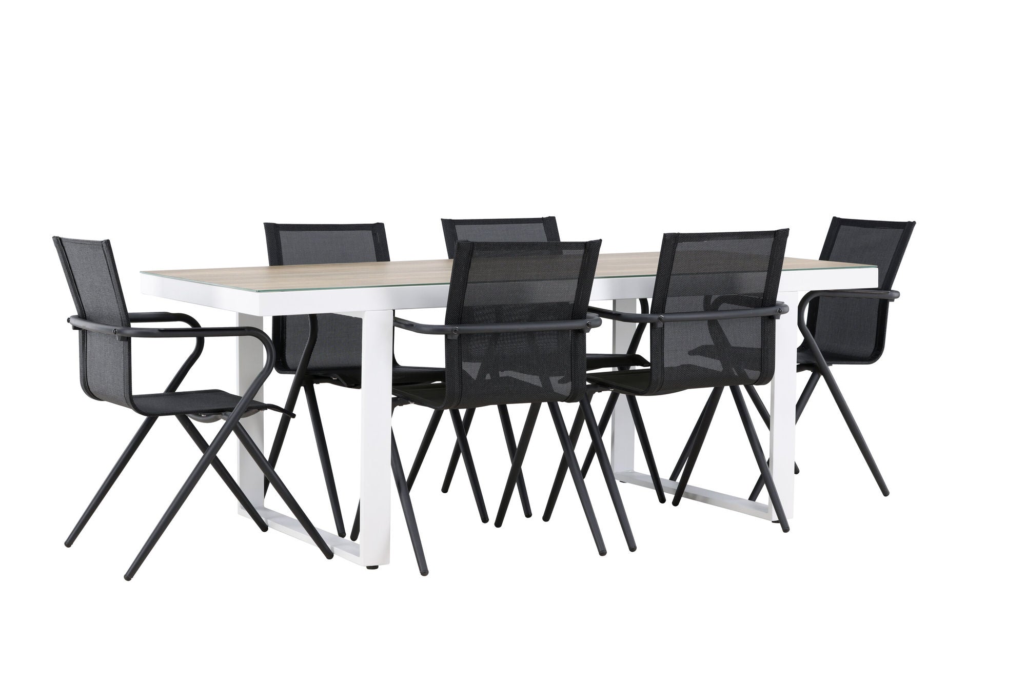 Venture Home Merlo spisebord - White/Whitewash +Alina Spisebordsstol - Black Alu / Black Textilene _6