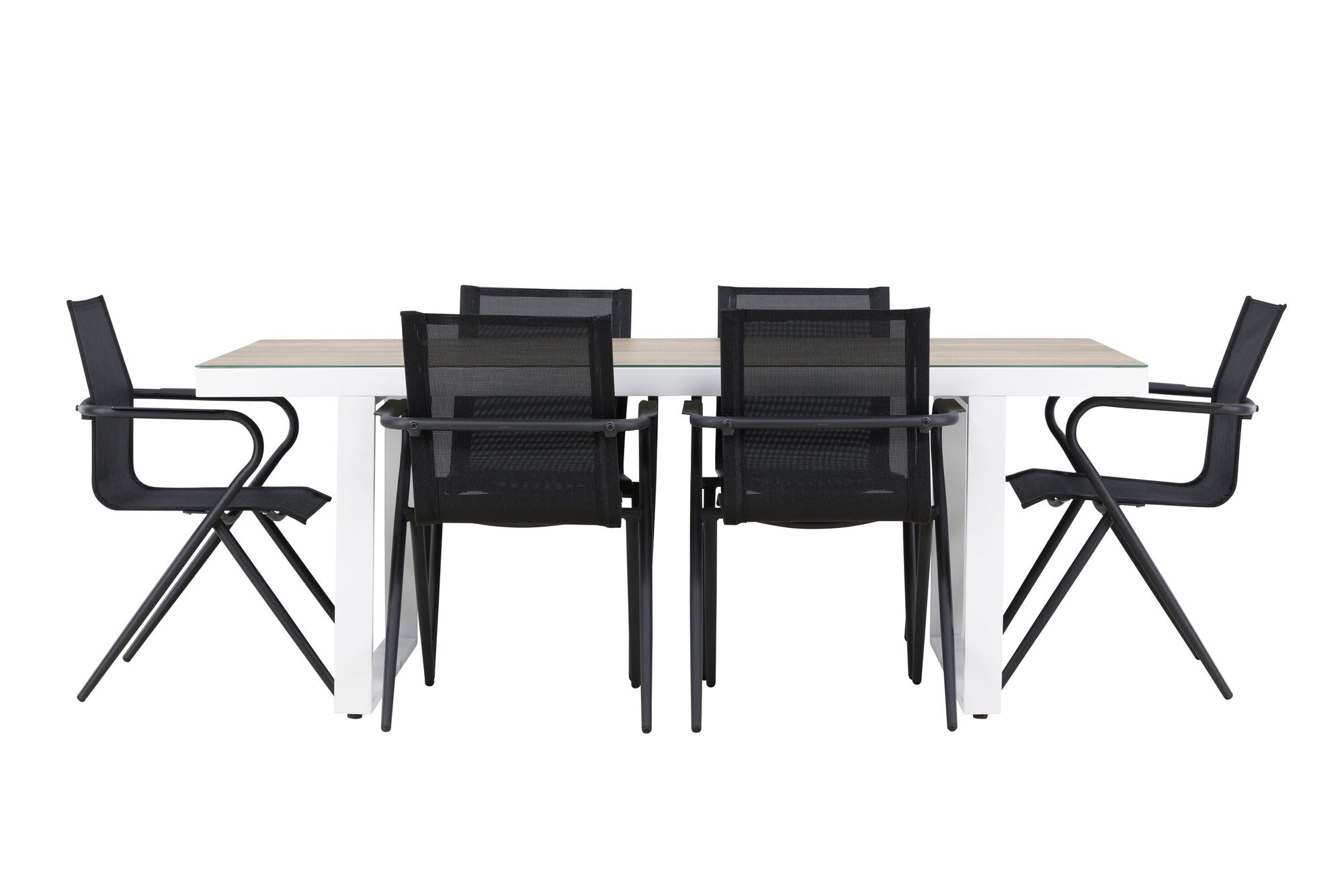 Venture Home Merlo spisebord - White/Whitewash +Alina Spisebordsstol - Black Alu / Black Textilene _6