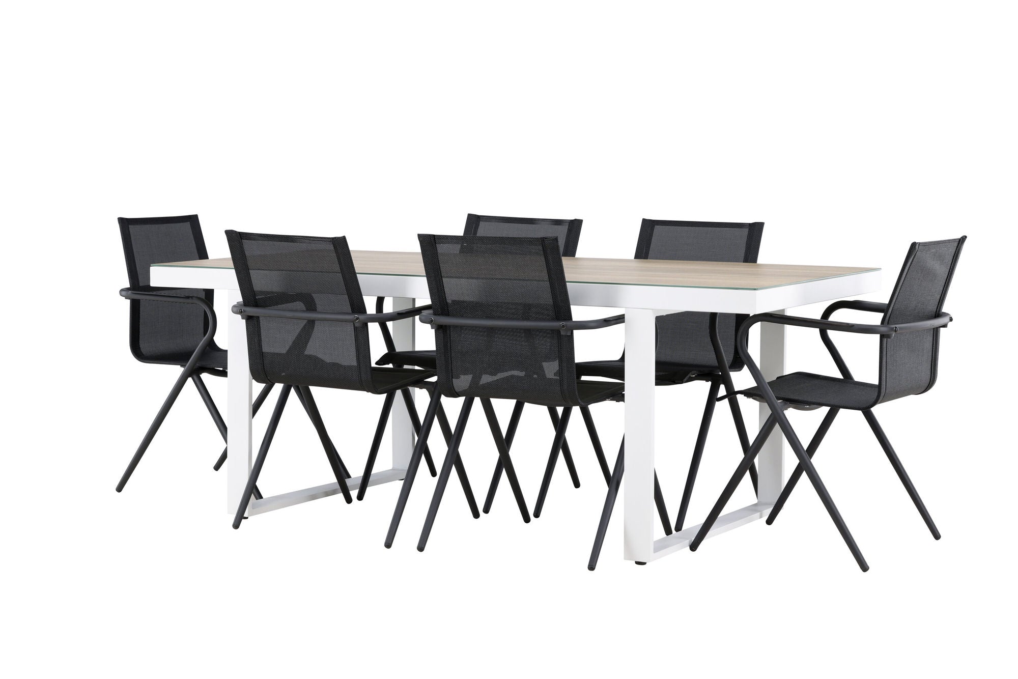 Venture Home Merlo spisebord - White/Whitewash +Alina Spisebordsstol - Black Alu / Black Textilene _6