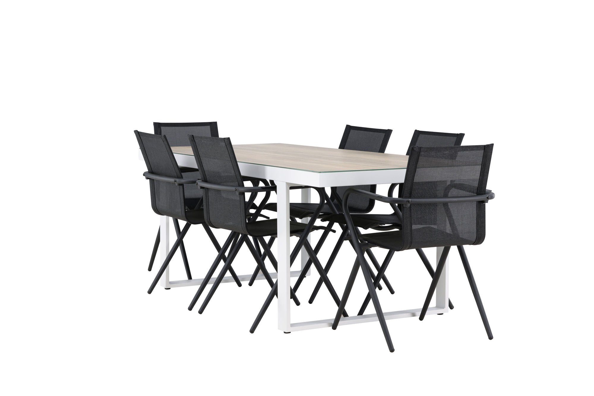 Venture Home Merlo spisebord - White/Whitewash +Alina Spisebordsstol - Black Alu / Black Textilene _6