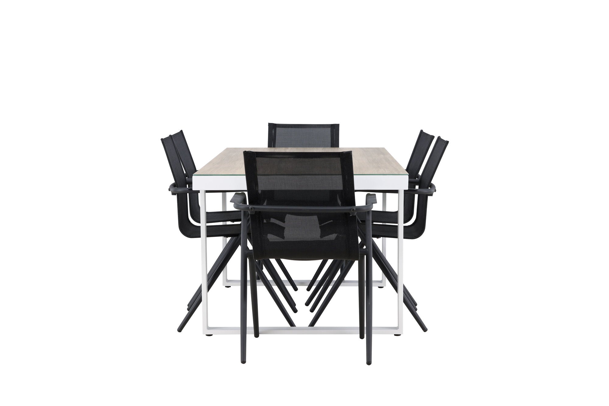 Venture Home Merlo spisebord - White/Whitewash +Alina Spisebordsstol - Black Alu / Black Textilene _6