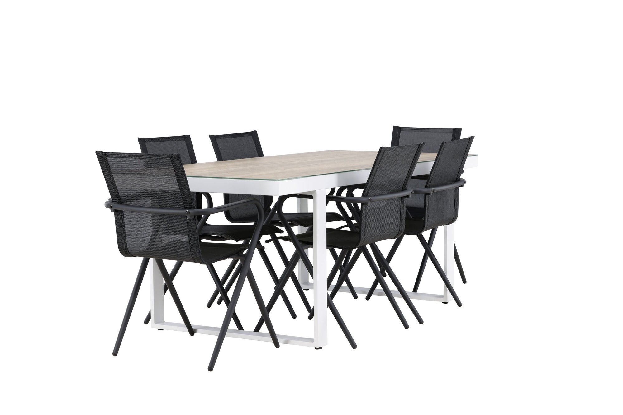 Venture Home Merlo spisebord - White/Whitewash +Alina Spisebordsstol - Black Alu / Black Textilene _6
