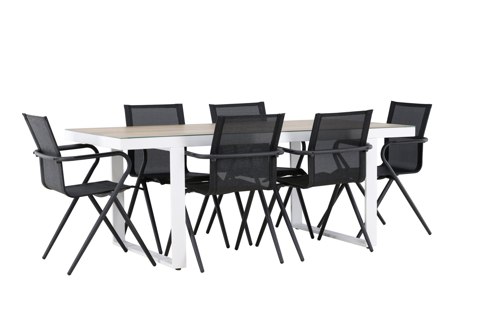 Venture Home Merlo spisebord - White/Whitewash +Alina Spisebordsstol - Black Alu / Black Textilene _6