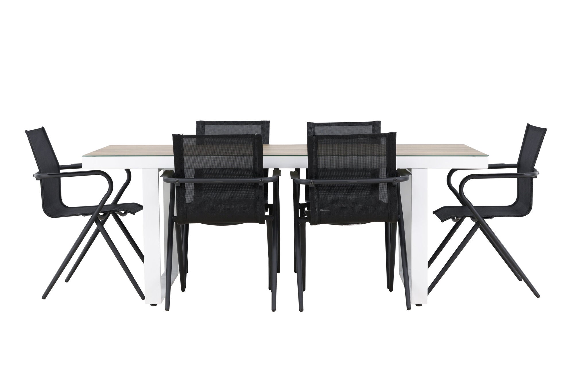 Venture Home Merlo spisebord - White/Whitewash +Alina Spisebordsstol - Black Alu / Black Textilene _6