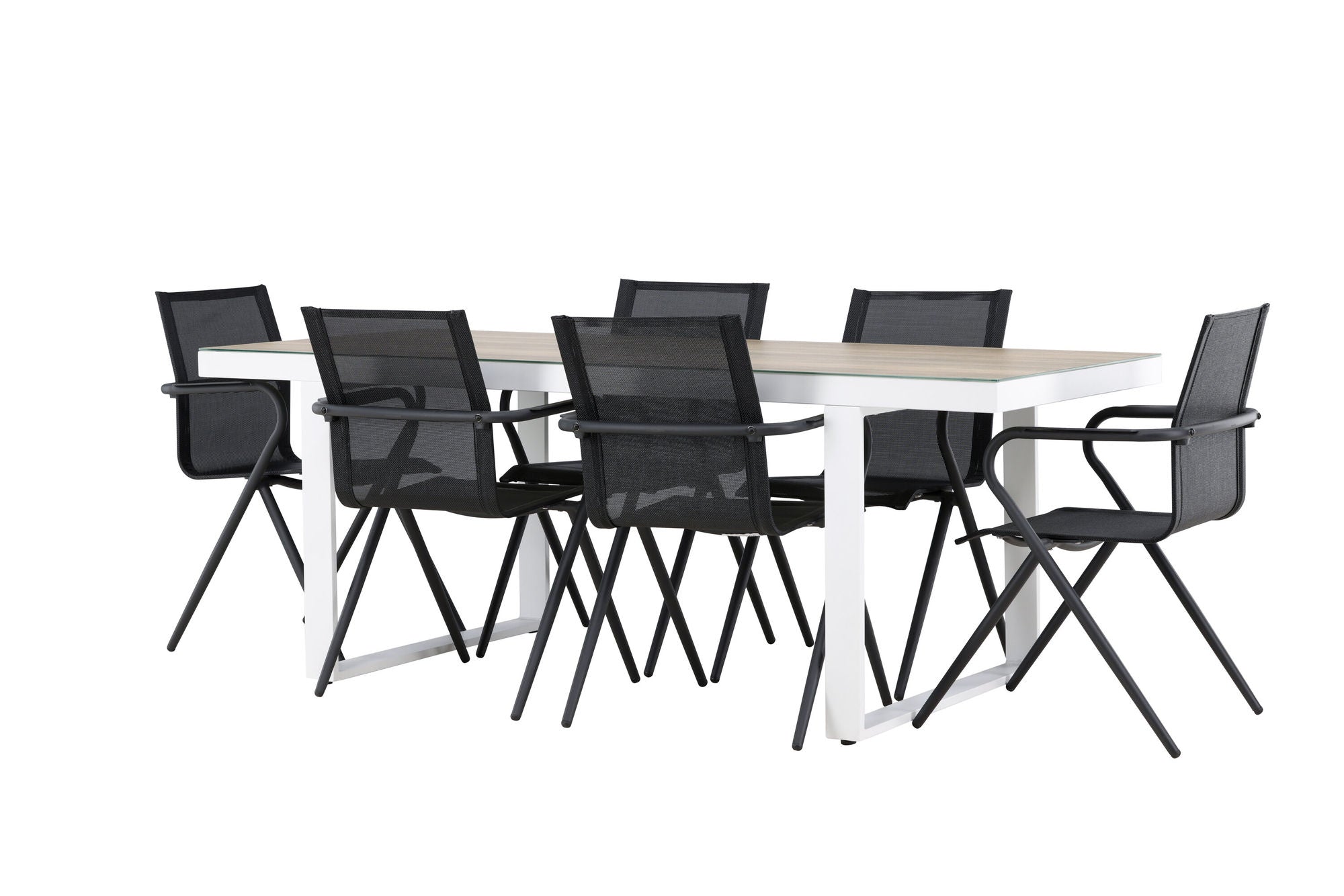 Venture Home Merlo spisebord - White/Whitewash +Alina Spisebordsstol - Black Alu / Black Textilene _6