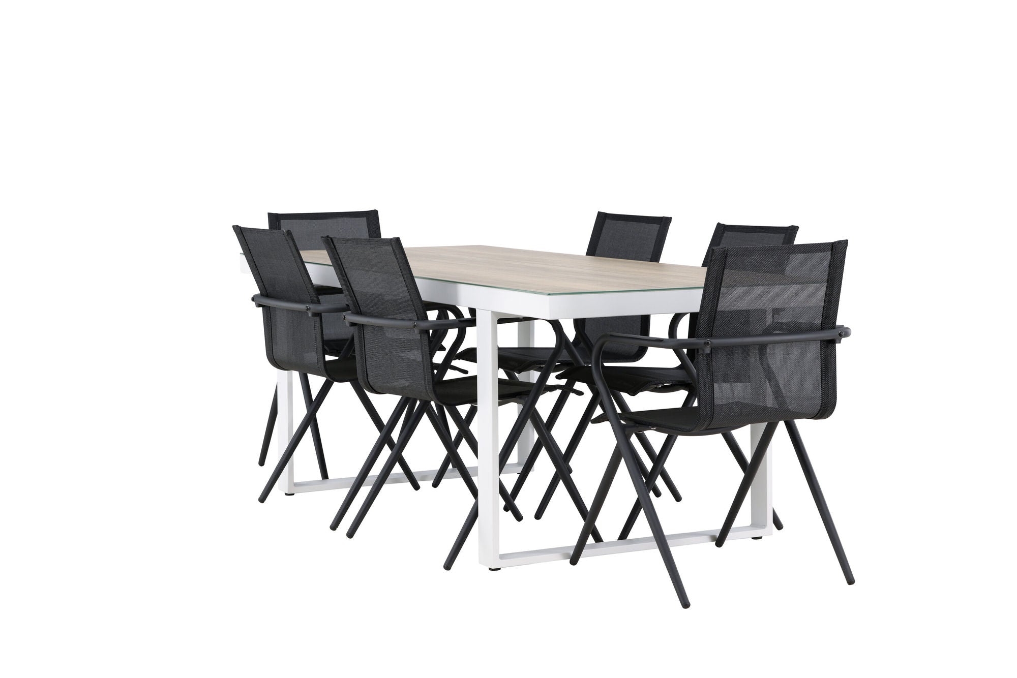 Venture Home Merlo spisebord - White/Whitewash +Alina Spisebordsstol - Black Alu / Black Textilene _6