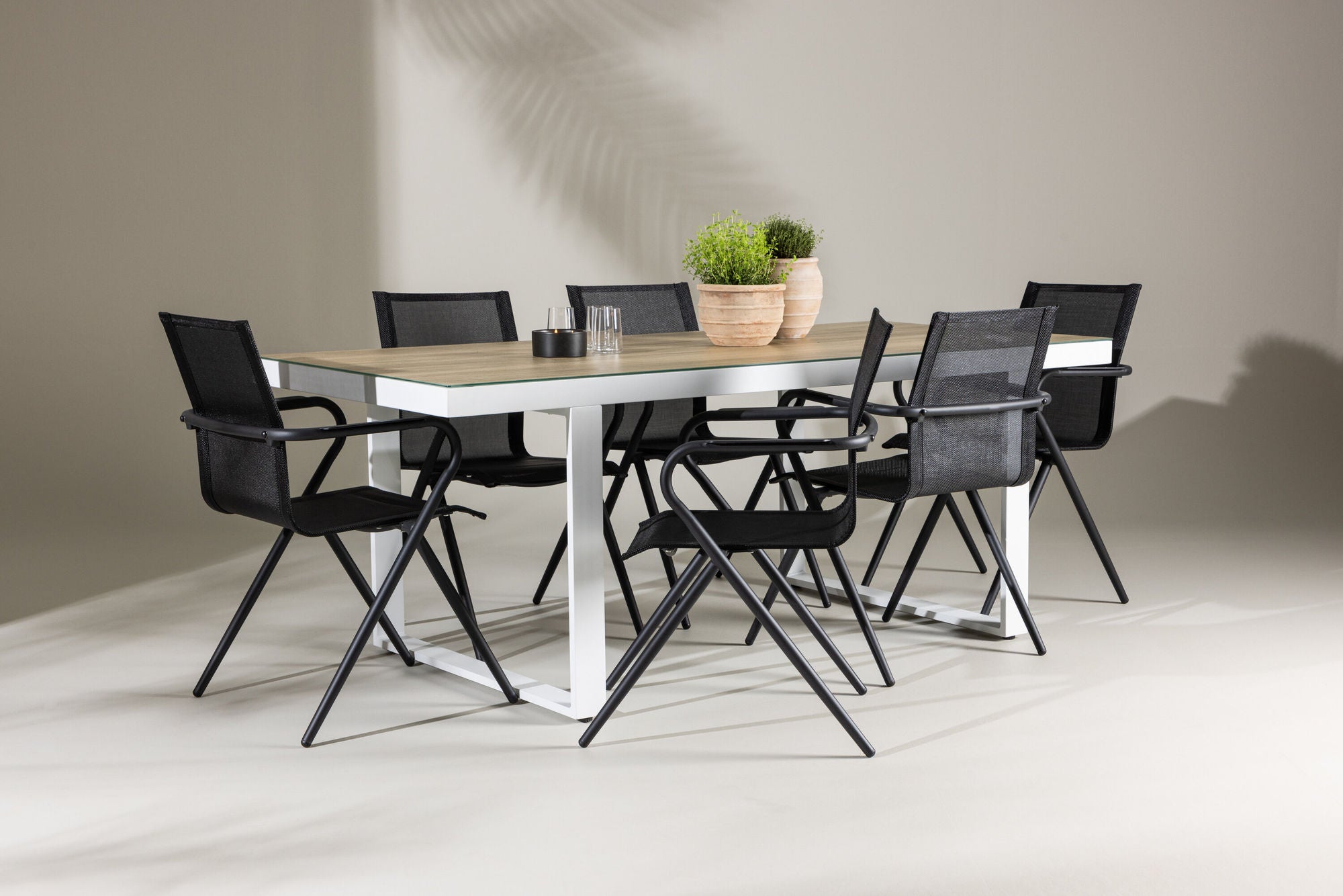 Venture Home Merlo spisebord - White/Whitewash +Alina Spisebordsstol - Black Alu / Black Textilene _6
