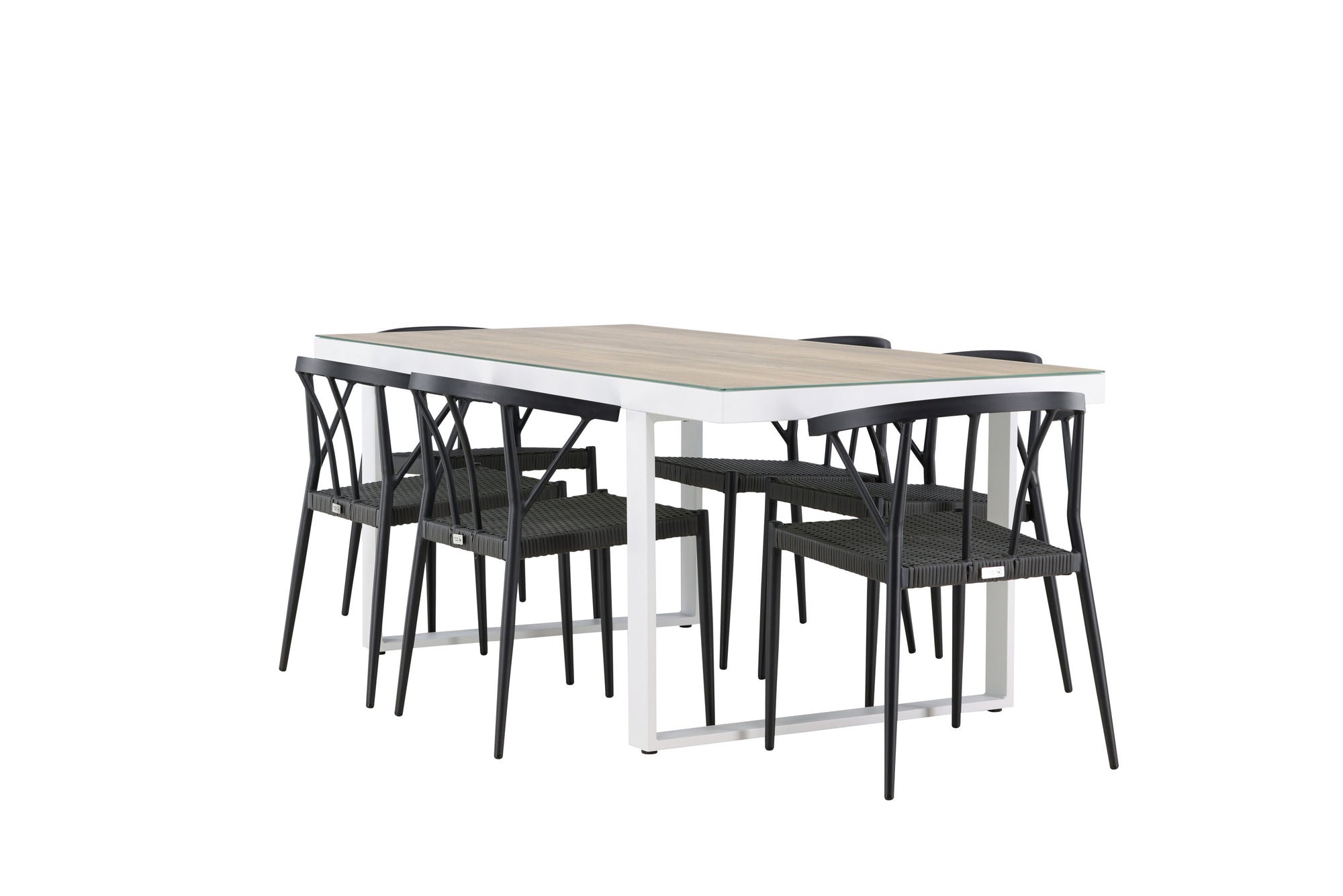 Venture Home Merlo spisebord - White/Whitewash +Stina - Spisebordsstol- Black - Alu/wicker - NEED Higher Seat hegiht! _6