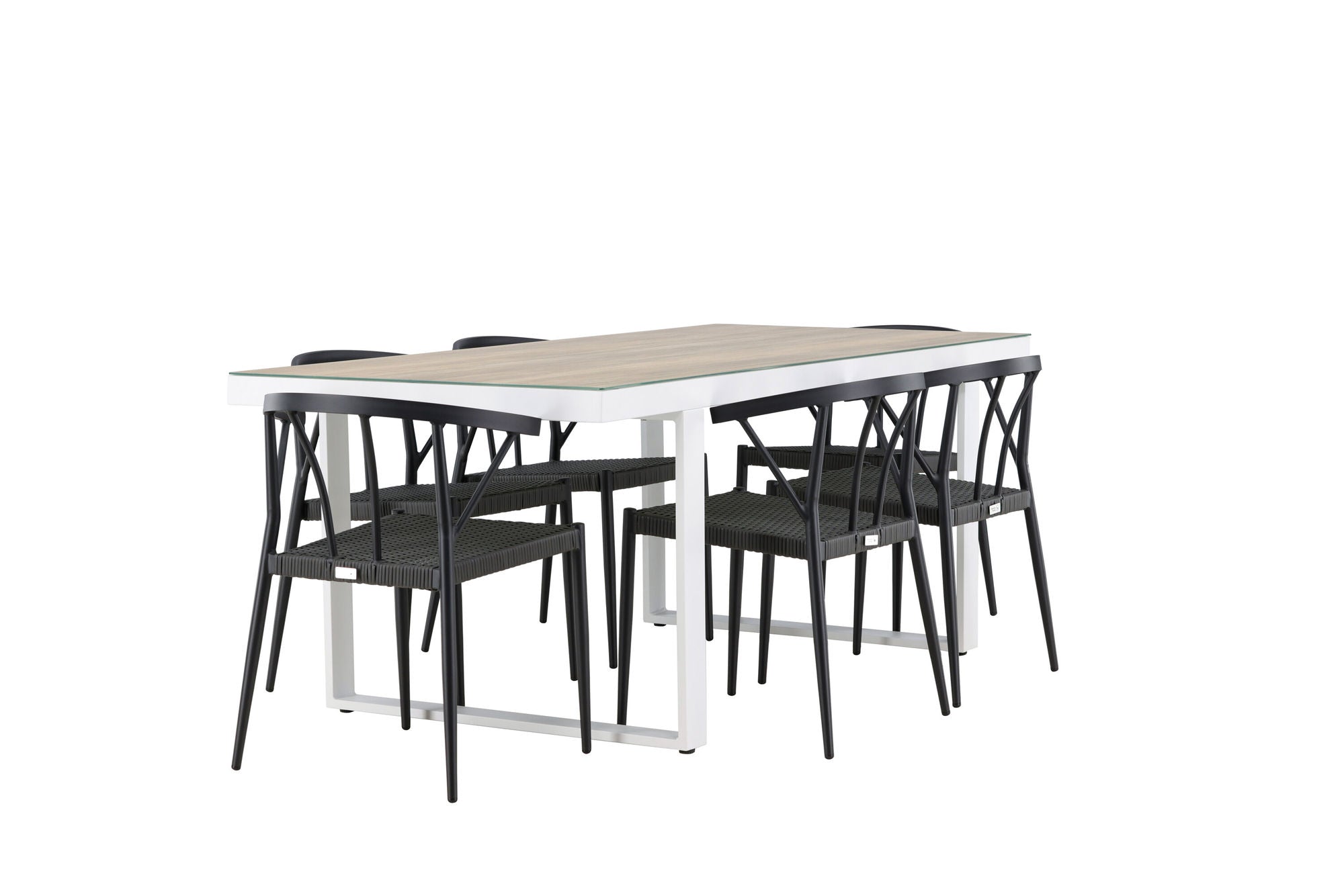 Venture Home Merlo spisebord - White/Whitewash +Stina - Spisebordsstol- Black - Alu/wicker - NEED Higher Seat hegiht! _6