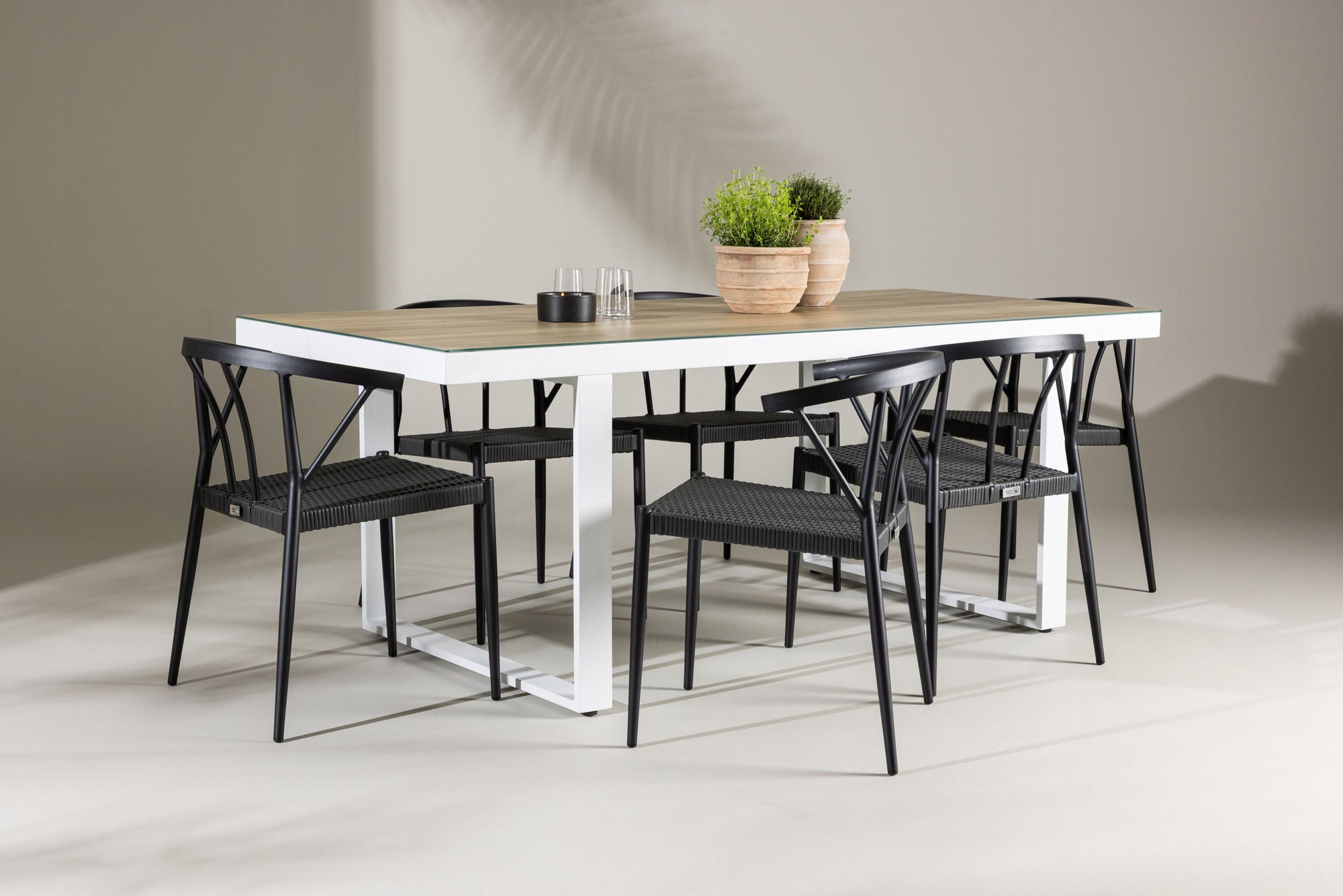 Venture Home Merlo spisebord - White/Whitewash +Stina - Spisebordsstol- Black - Alu/wicker - NEED Higher Seat hegiht! _6