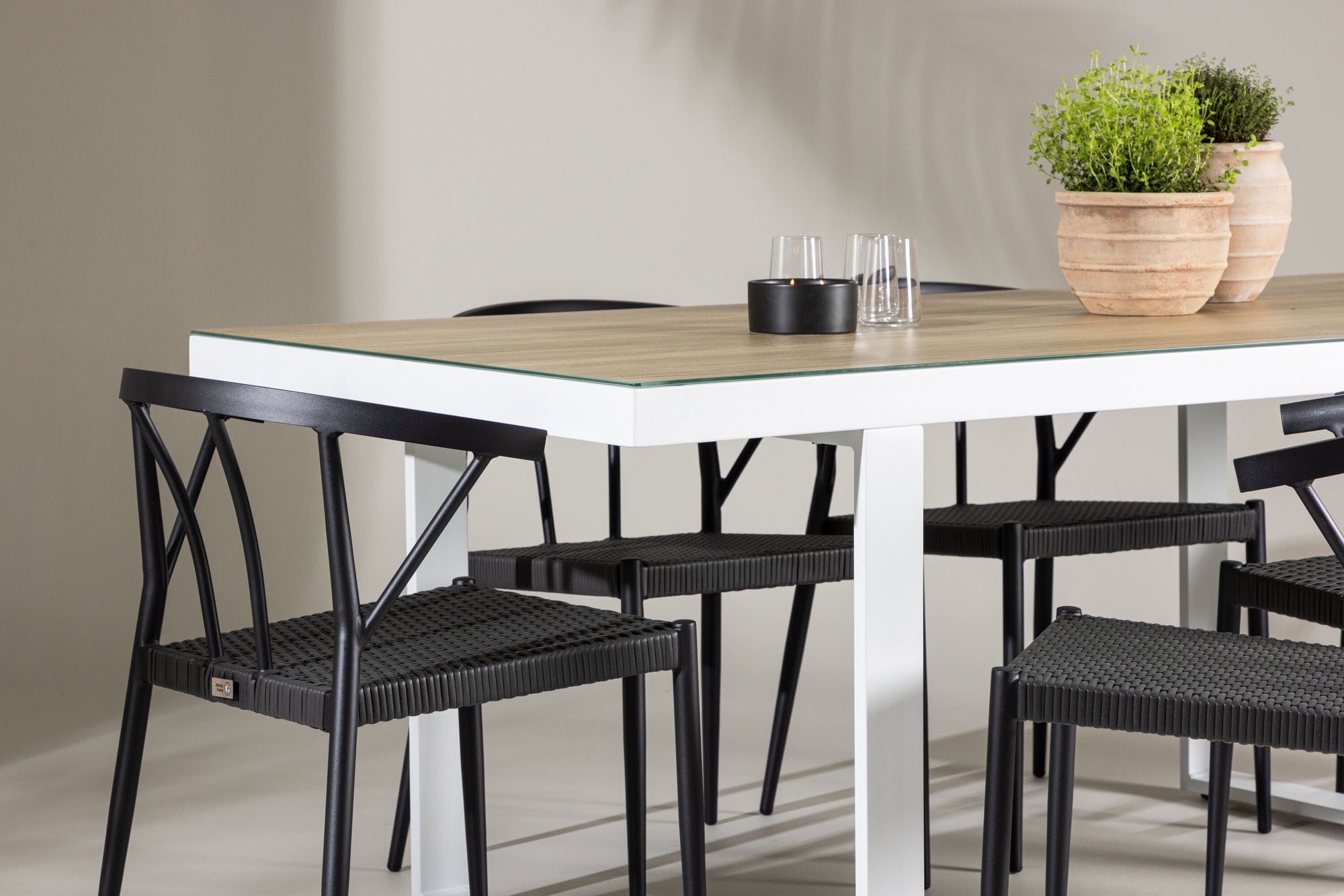 Venture Home Merlo spisebord - White/Whitewash +Stina - Spisebordsstol- Black - Alu/wicker - NEED Higher Seat hegiht! _6