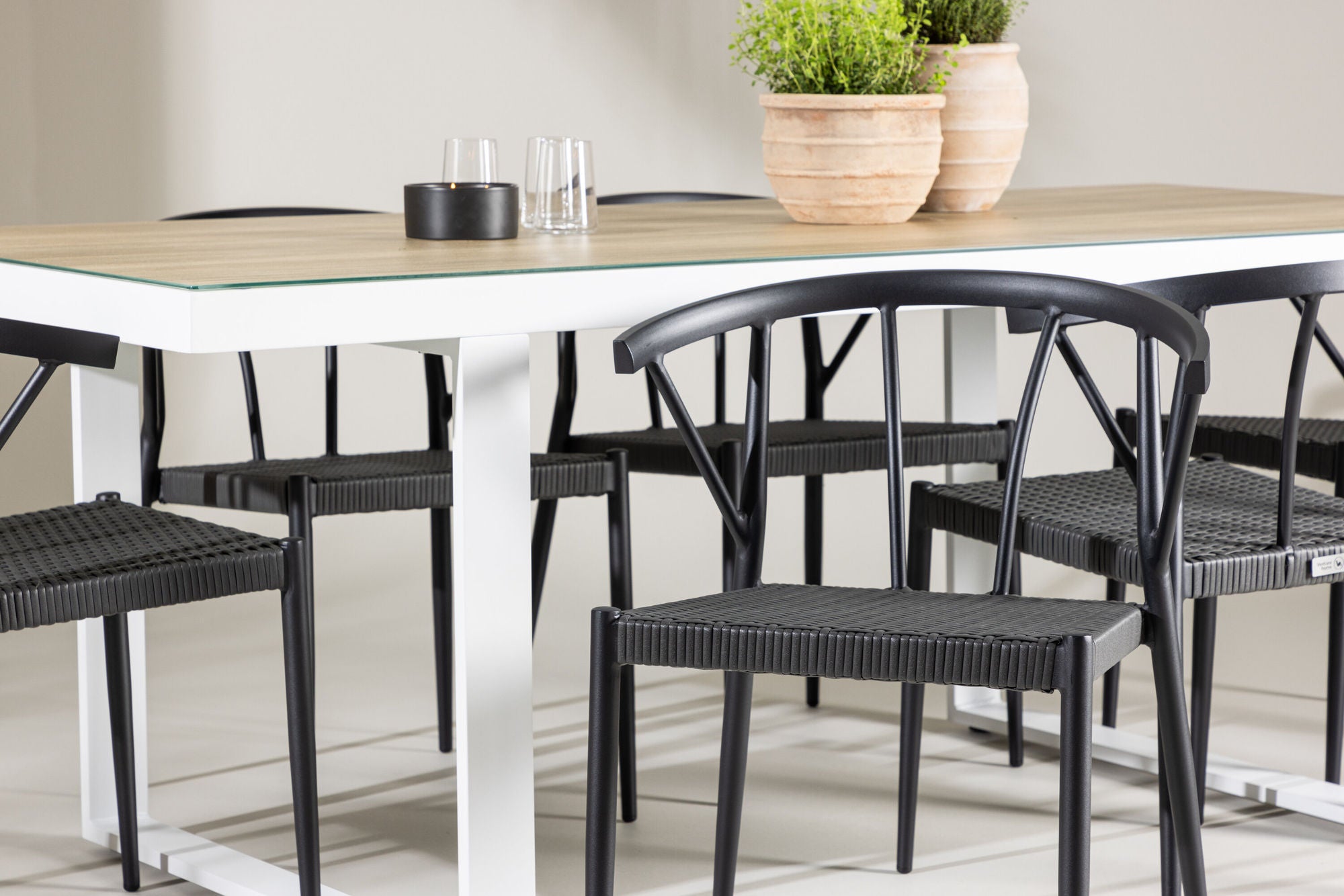 Venture Home Merlo spisebord - White/Whitewash +Stina - Spisebordsstol- Black - Alu/wicker - NEED Higher Seat hegiht! _6