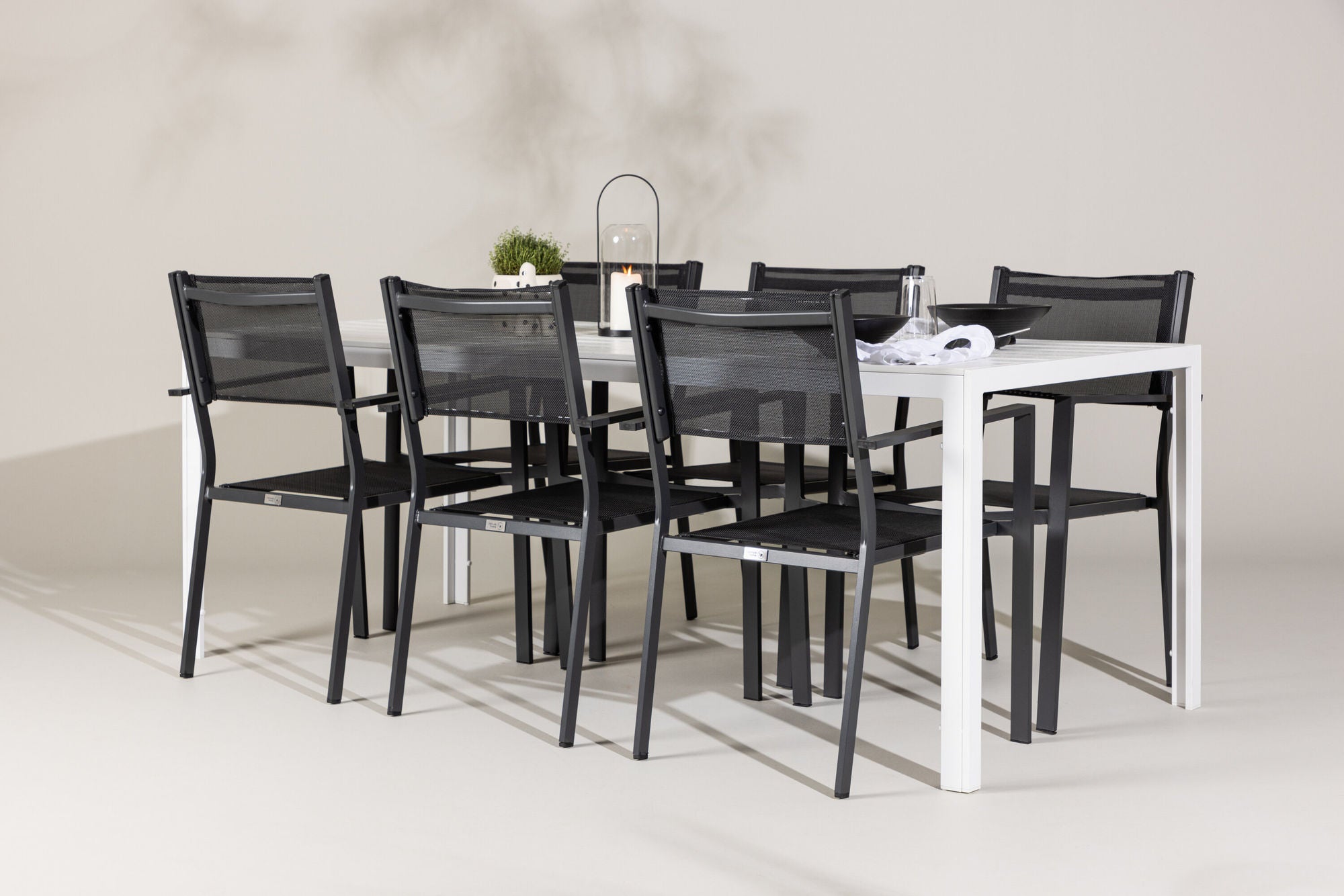 Venture Home Break spisebord - White / White Aintwood +Copacabana Stacking stol - Black/Black - Ersätter 4131-408 _6