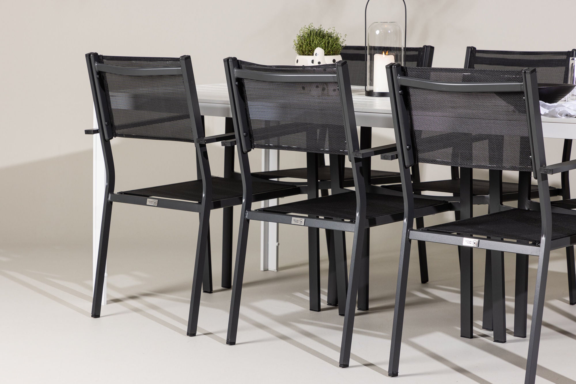Venture Home Break spisebord - White / White Aintwood +Copacabana Stacking stol - Black/Black - Ersätter 4131-408 _6