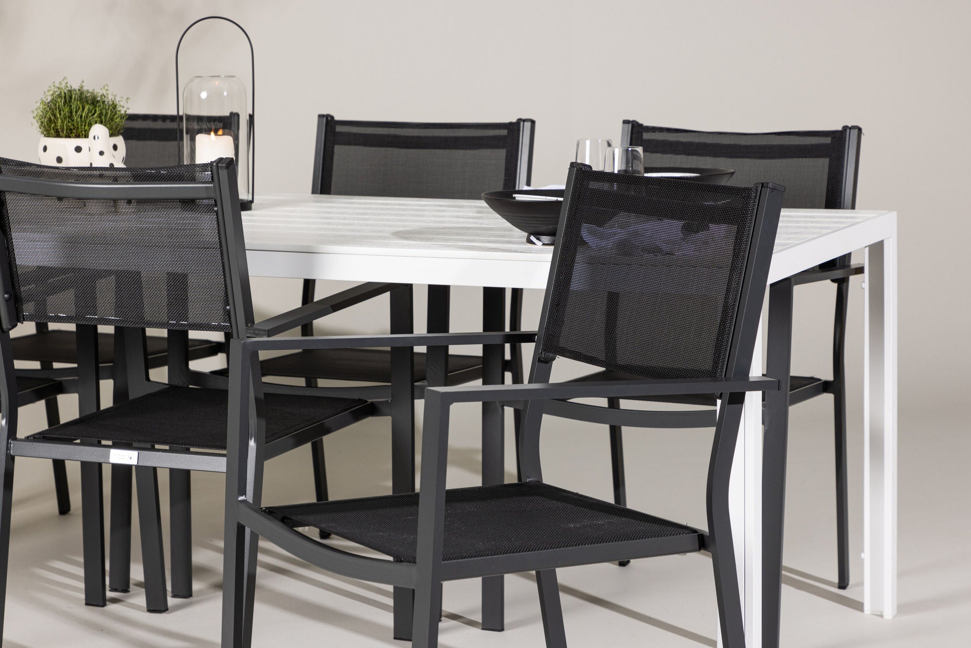 Venture Home Break spisebord - White / White Aintwood +Copacabana Stacking stol - Black/Black - Ersätter 4131-408 _6