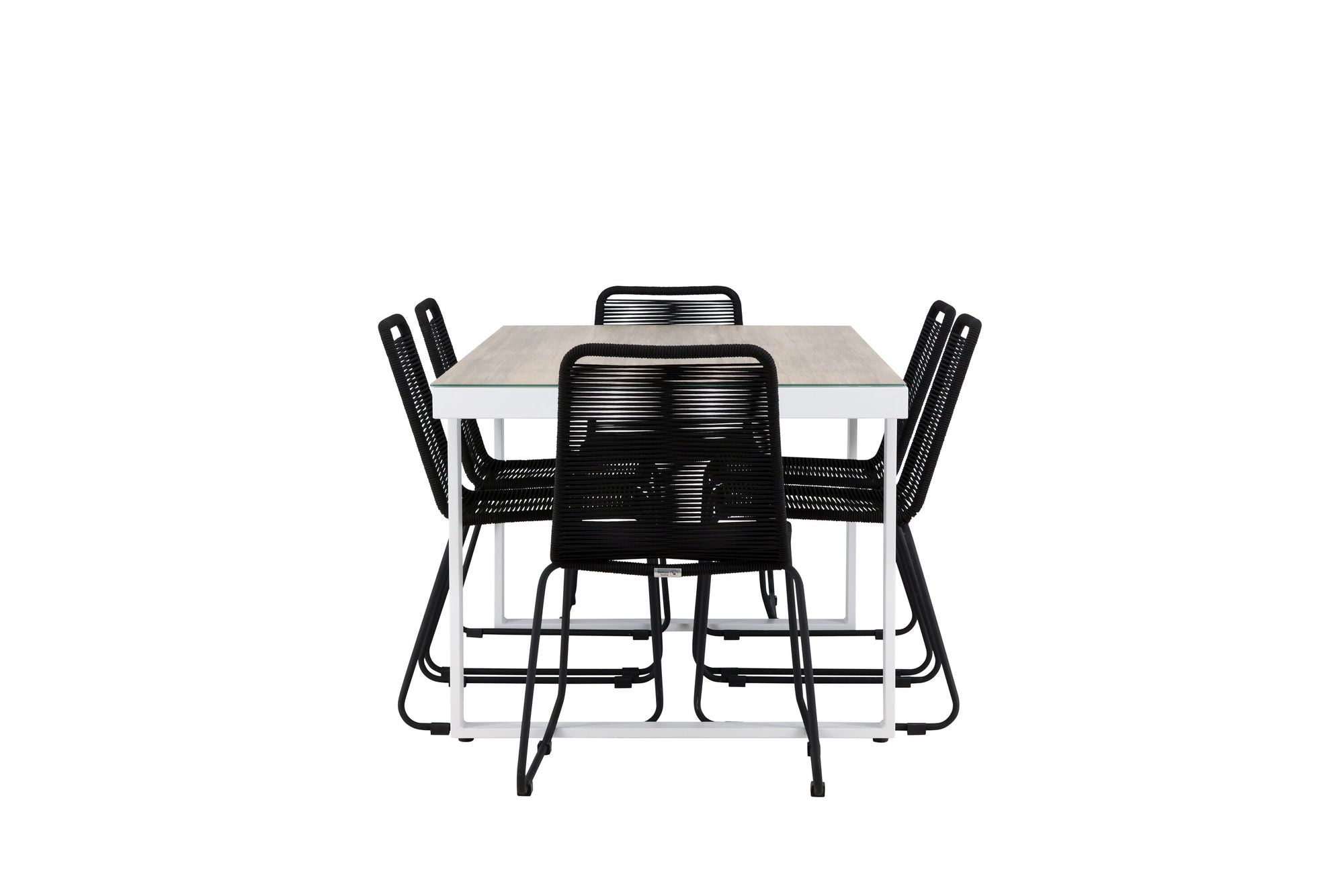 Venture Home Merlo spisebord - White/Whitewash +Lindos Stacking stol - Black Alu / Black Rope _6