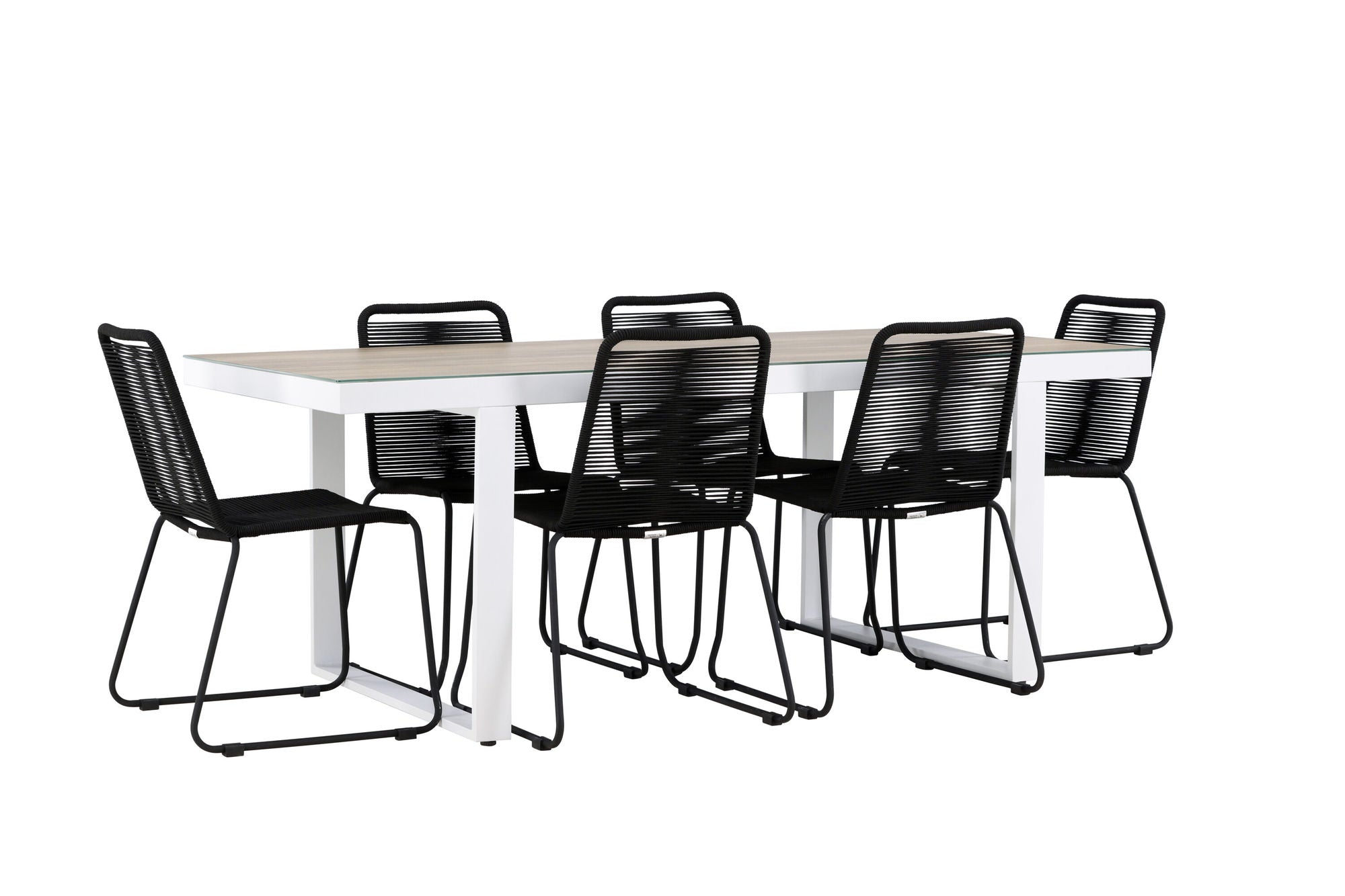Venture Home Merlo spisebord - White/Whitewash +Lindos Stacking stol - Black Alu / Black Rope _6