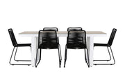Venture Home Merlo spisebord - White/Whitewash +Lindos Stacking stol - Black Alu / Black Rope _6